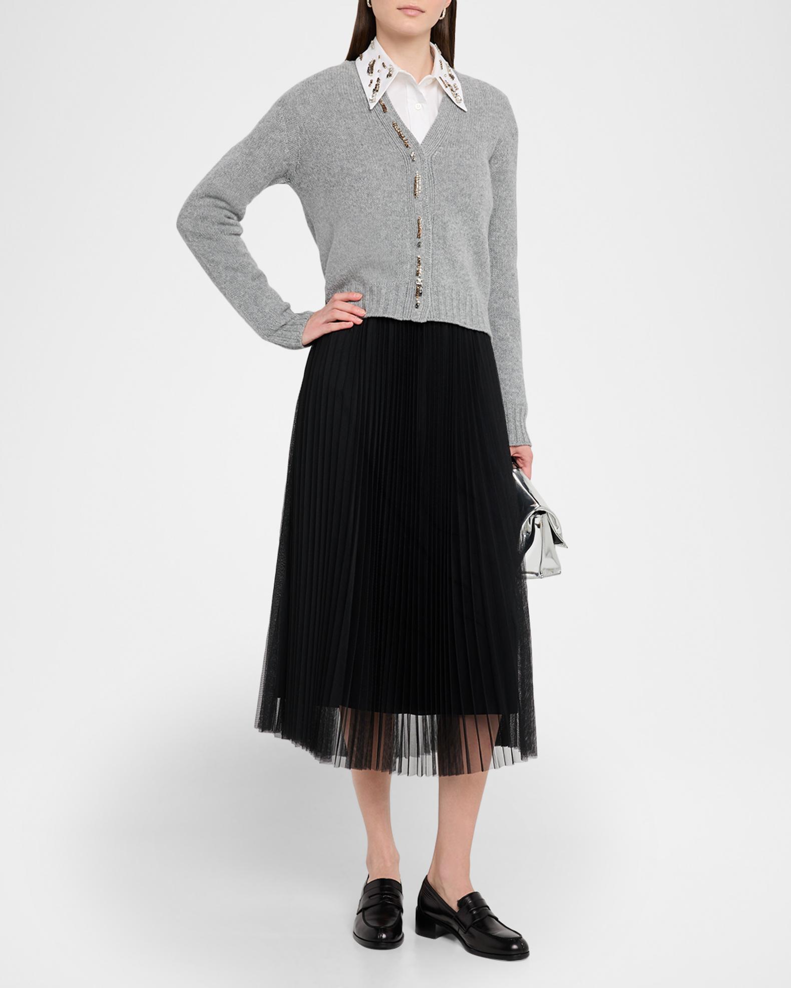 Fabiana Filippi Pleated Muslin Skirt in Blue Notte main image 1