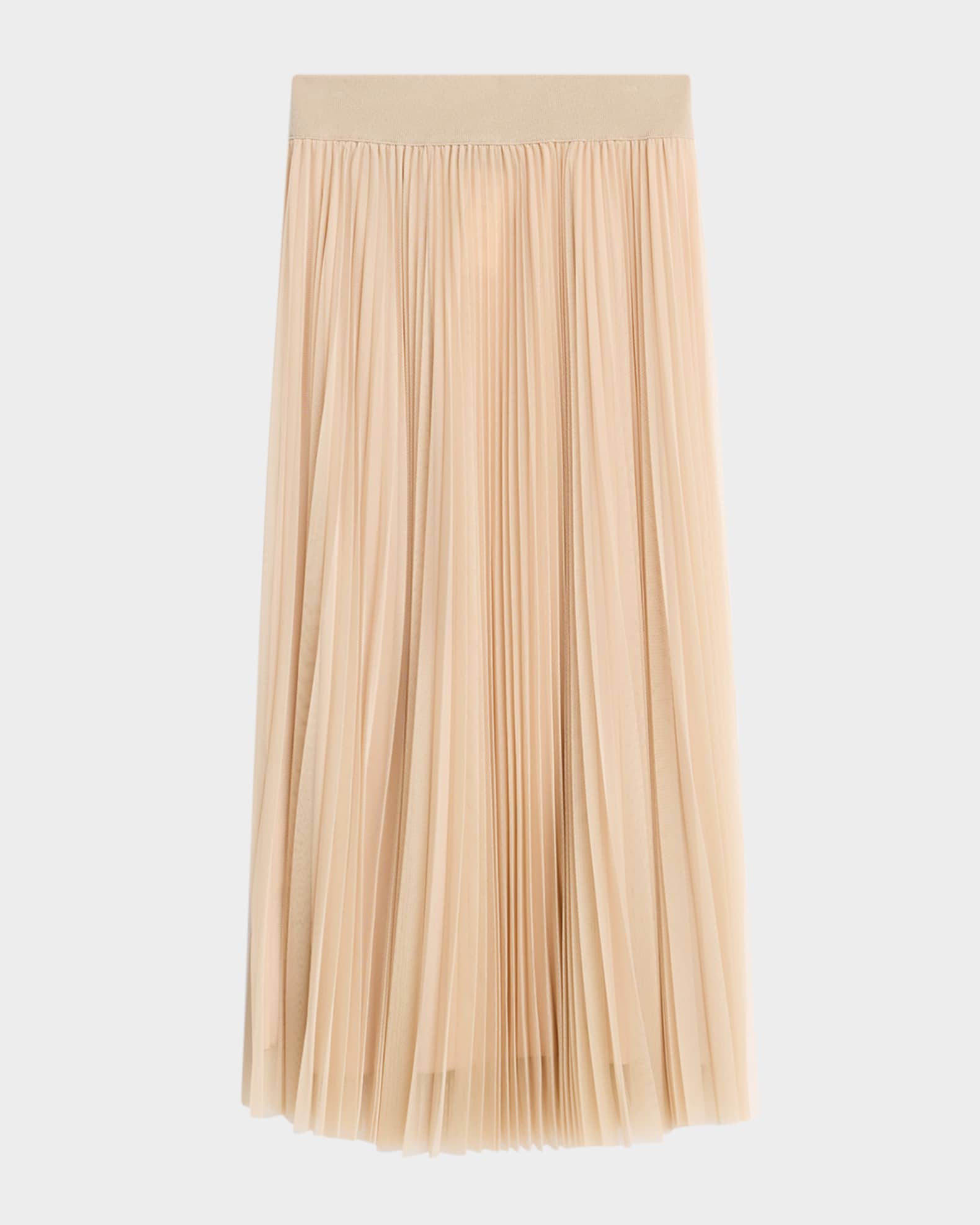 Pleated Tulle A-Line Midi Skirt 0