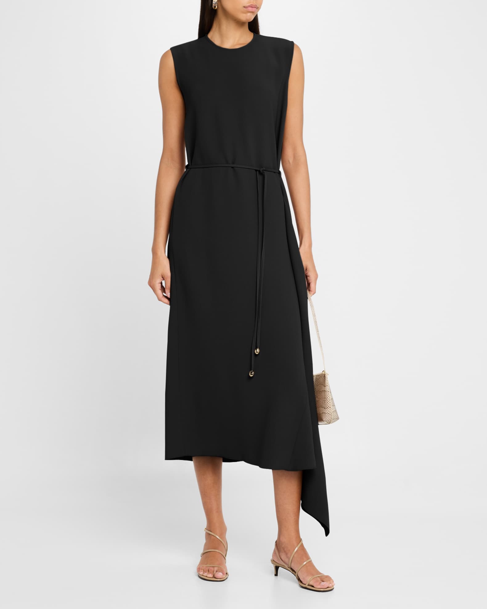 High-Low Drawstring Cady Midi Dress 1