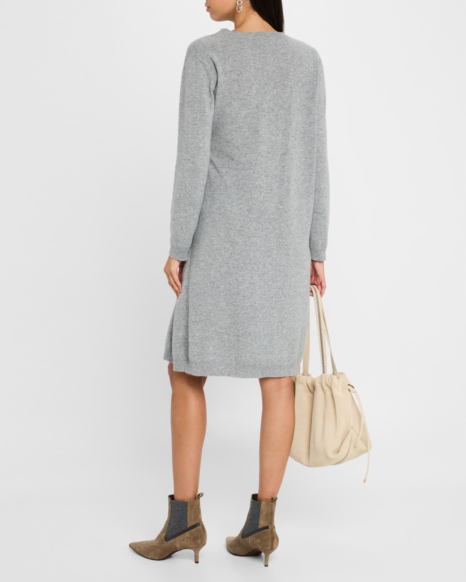 FABIANA FILIPPI Gathered Crewneck Wool-Blend Knit Dress FABIANA FILIPPI Gathered Crewneck Wool-Blend Knit Dress