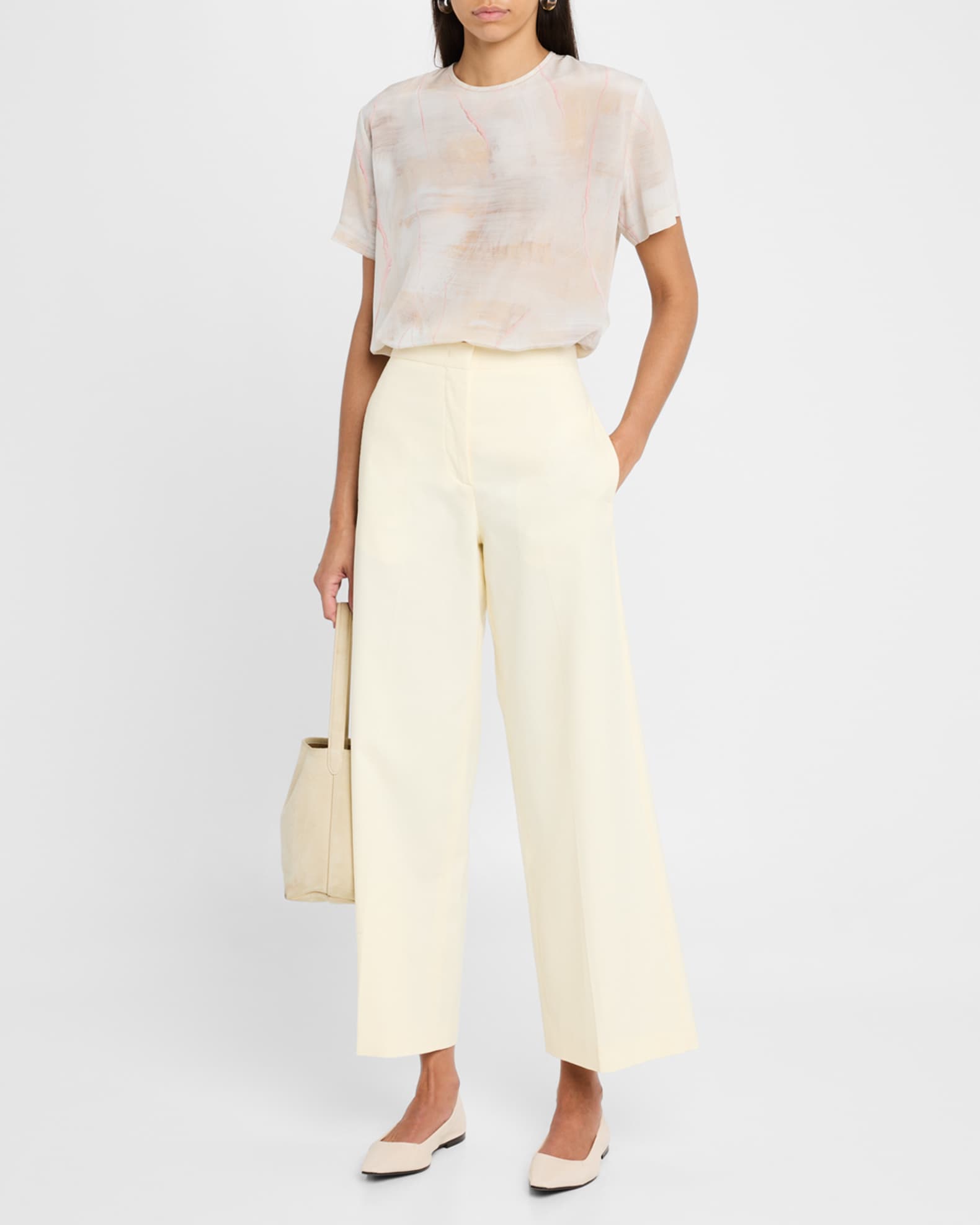 Cropped Wide-Leg Cotton Gabardine Trousers 1