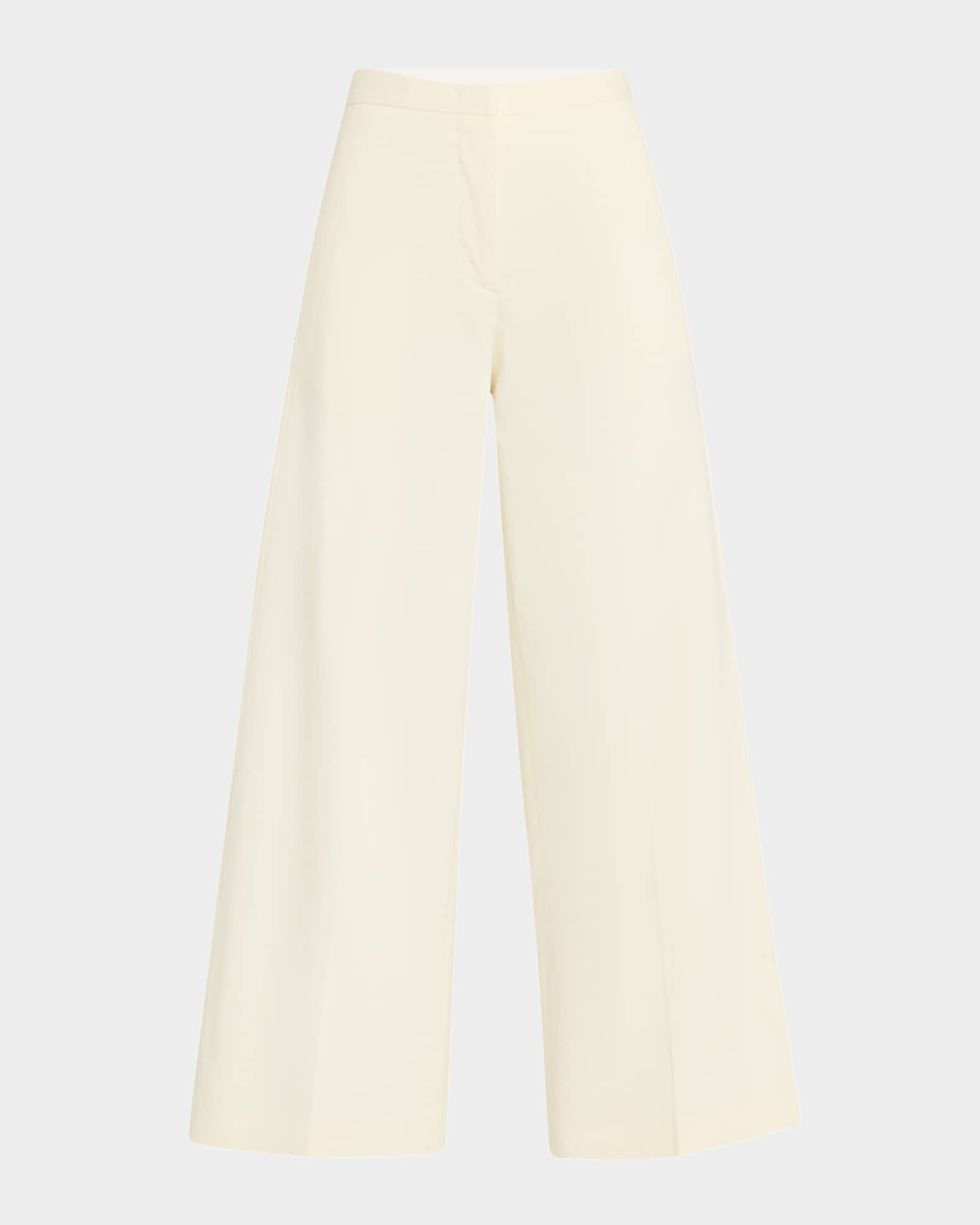 Cropped Wide-Leg Cotton Gabardine Trousers 0