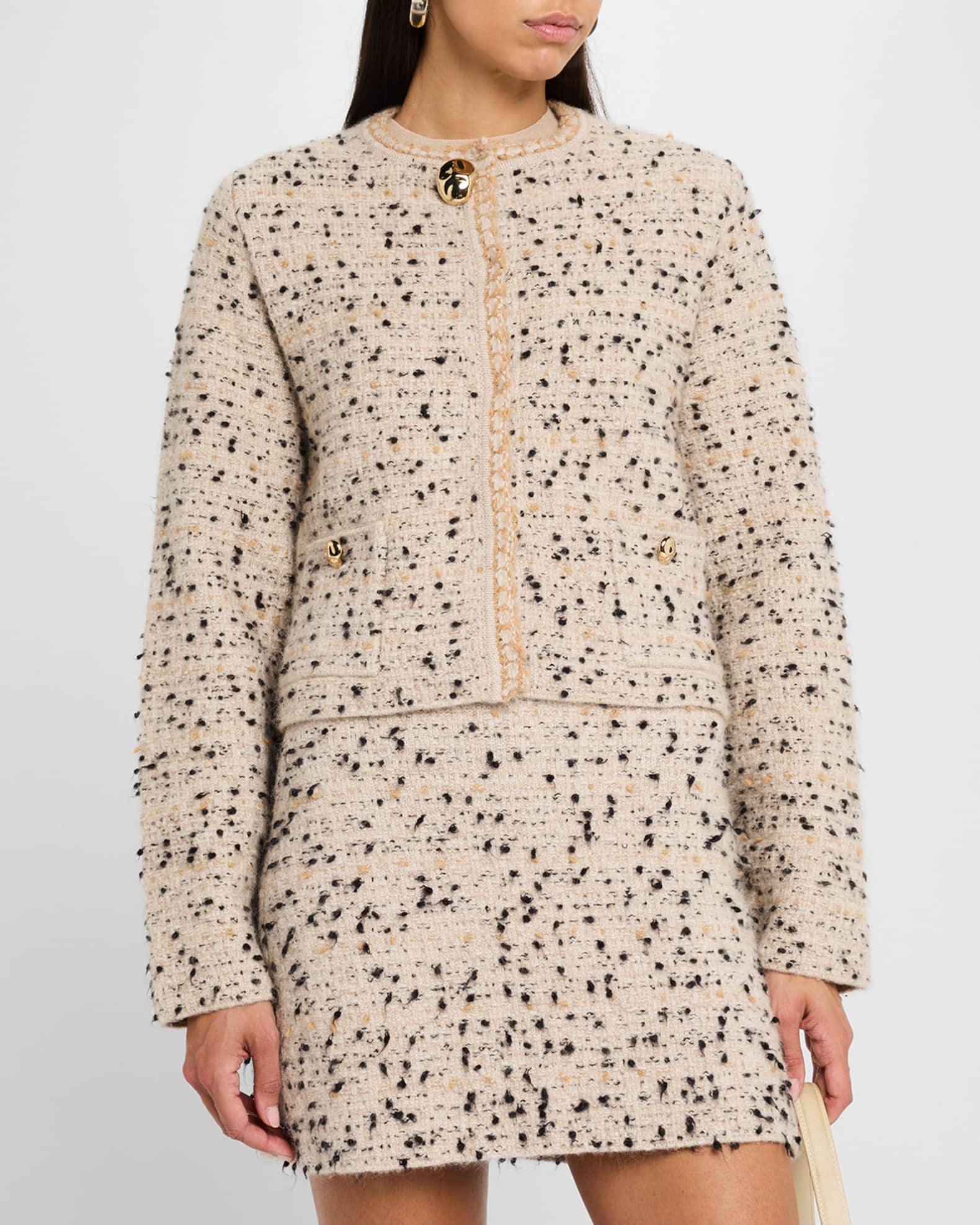 FABIANA FILIPPI Frayed Knot Donegal Tweed Jacket | Neiman Marcus FABIANA FILIPPI Frayed Knot Donegal Tweed Jacket | Neiman Marcus