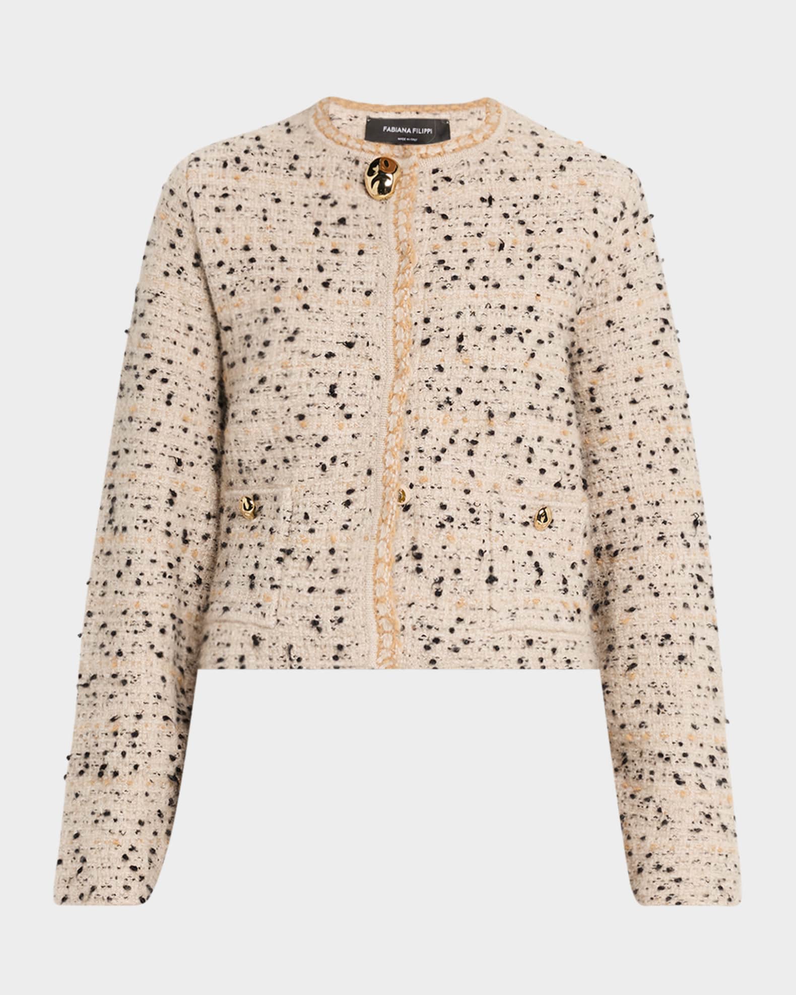 FABIANA FILIPPI Frayed Knot Donegal Tweed Jacket | Neiman Marcus FABIANA FILIPPI Frayed Knot Donegal Tweed Jacket | Neiman Marcus