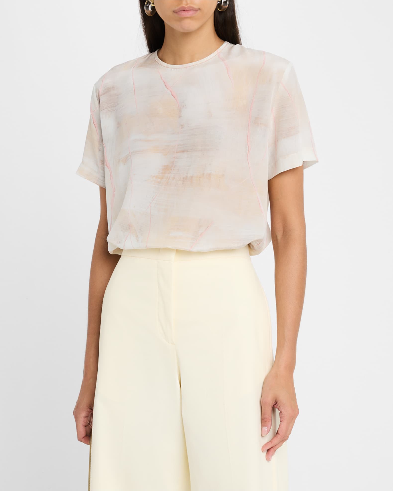 新作からSALEアイテム等お得な商品満載 FILIPPI FABIANA Brushed-Print T-Shirt Chine De Crepe Silk トップス