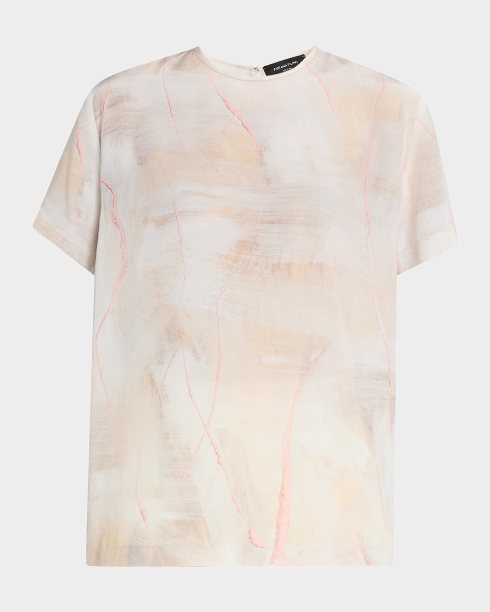FABIANA FILIPPI Brushed-Print Silk Crepe De Chine T-Shirt FABIANA FILIPPI Brushed-Print Silk Crepe De Chine T-Shirt