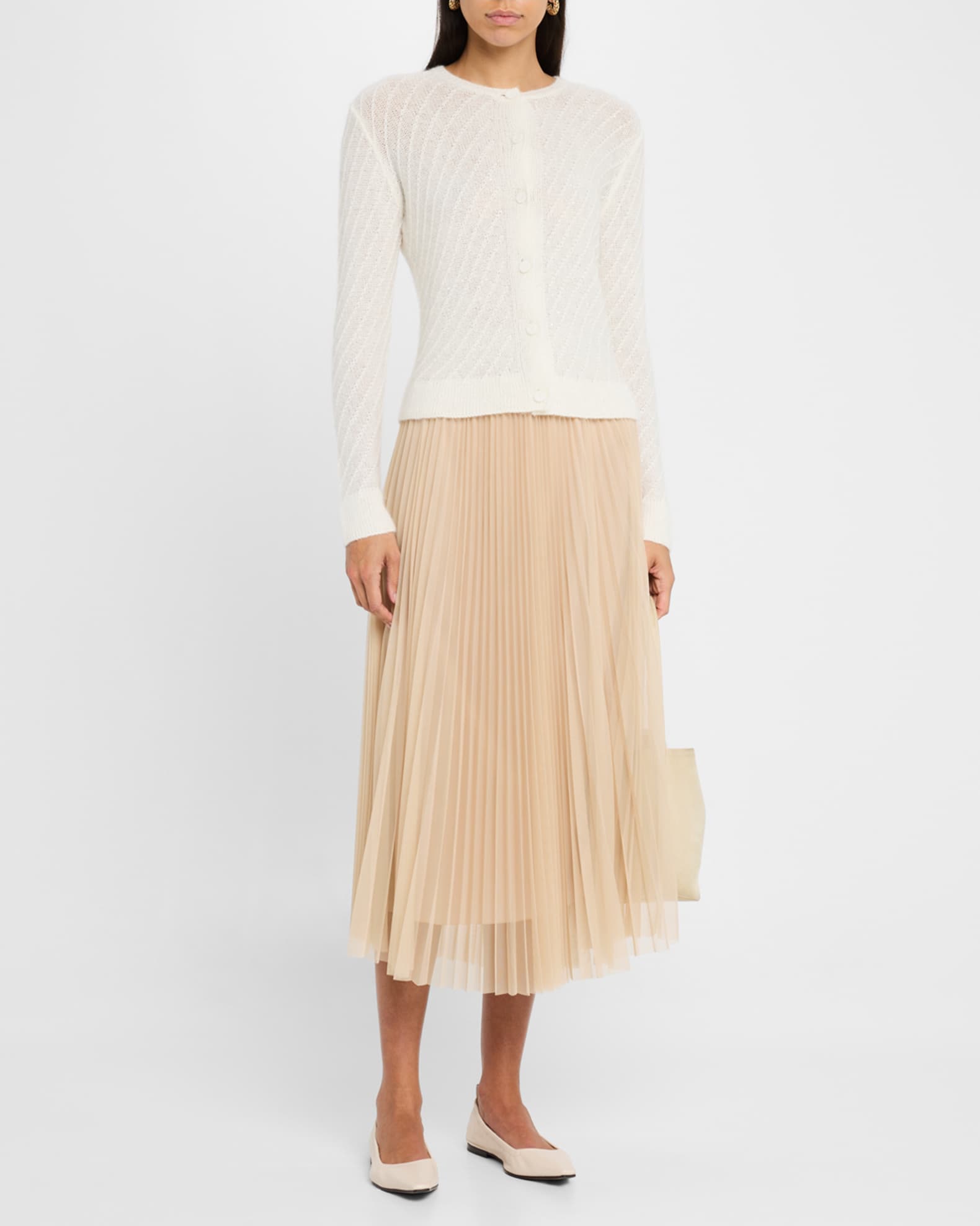 Diagonal-Stitch Sequin Knit Sweater 1