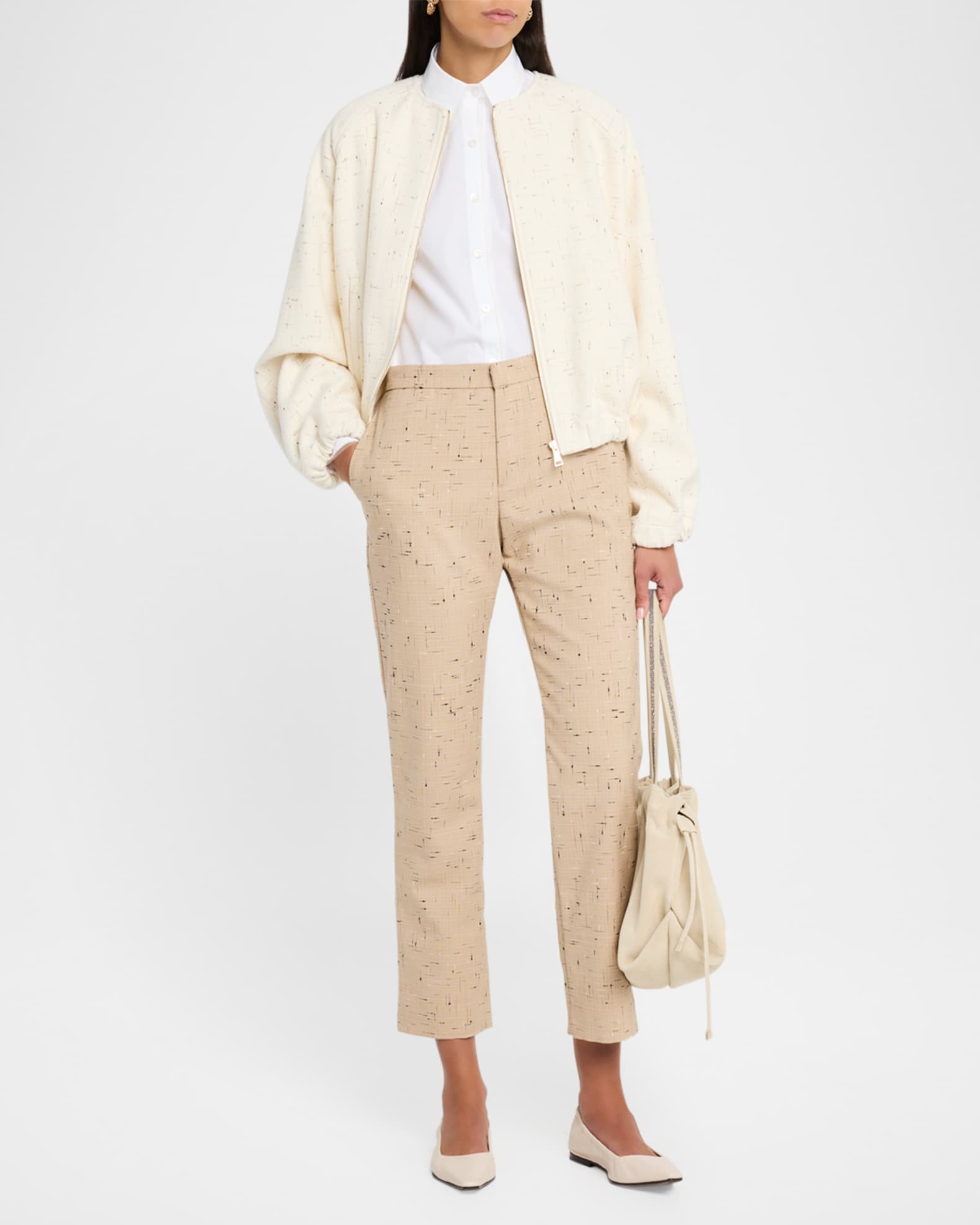 Cropped Slim-Fit Donegal Tweed Trousers 1