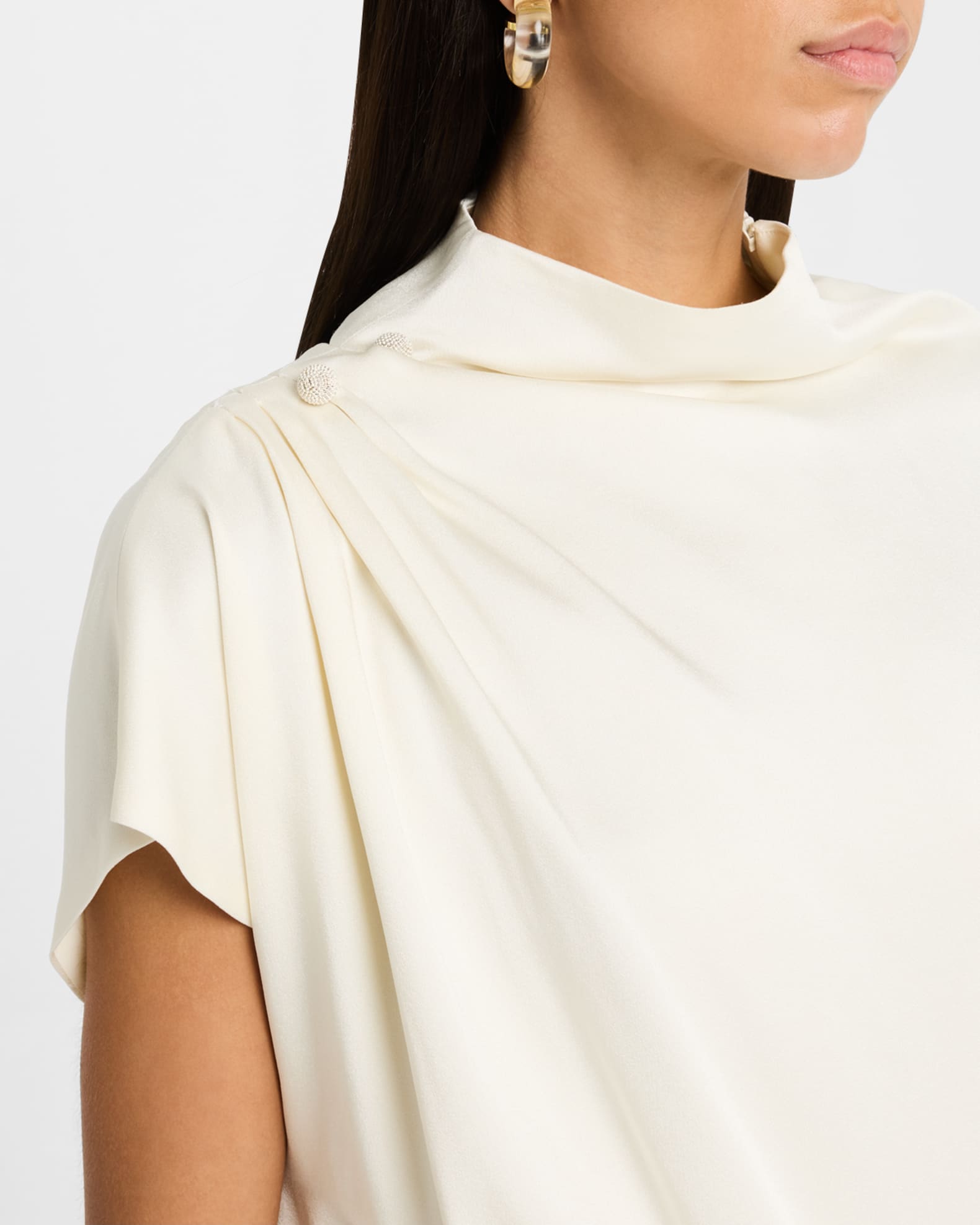 [FABIANA FILIPPI]Enverサテンドレス FABIANA FILIPPI Draped Asymmetric Enver Satin Midi Dress
