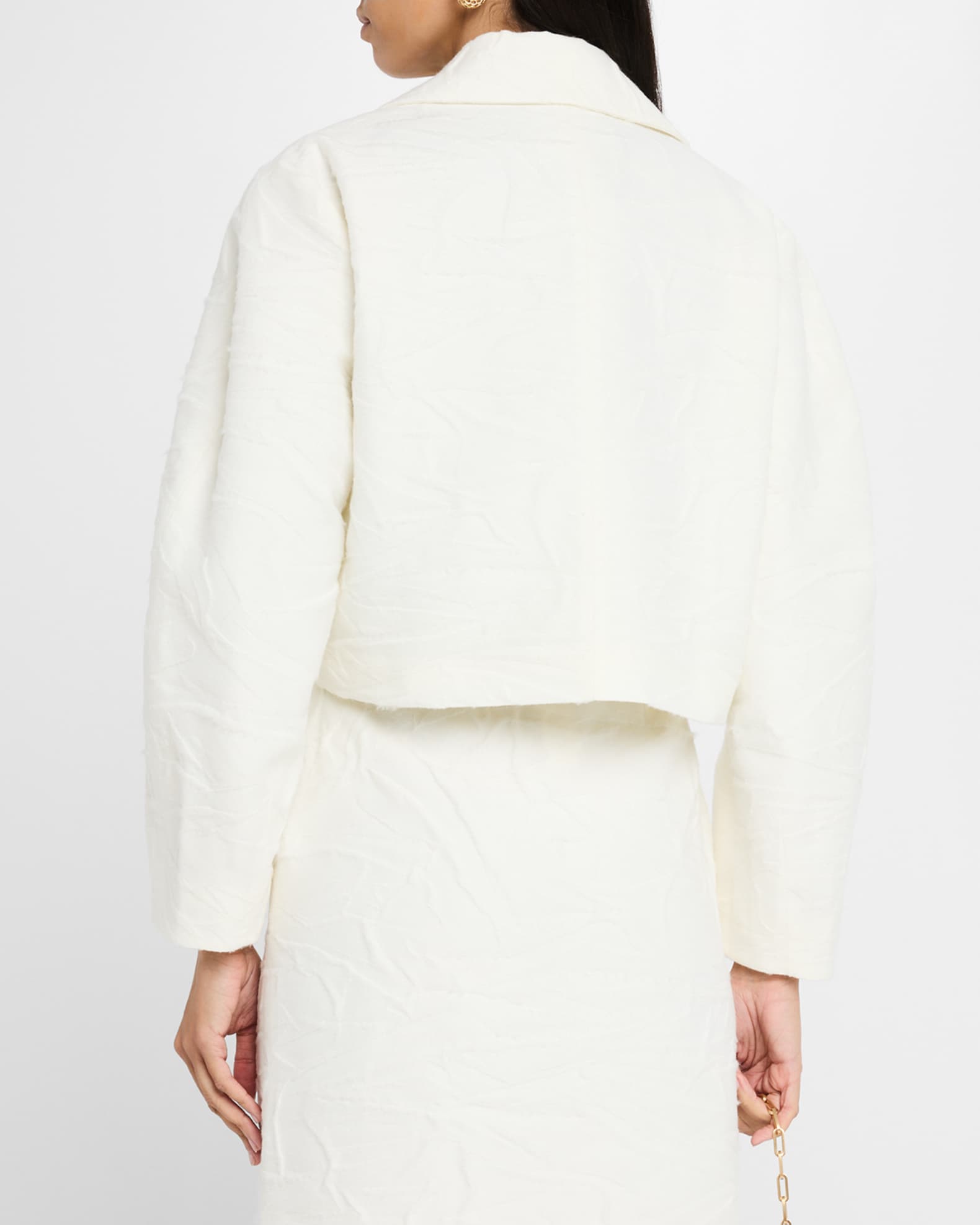 FABIANA FILIPPI Cropped Crinkled Wool Jacquard Jacket FABIANA FILIPPI Cropped Crinkled Wool Jacquard Jacket