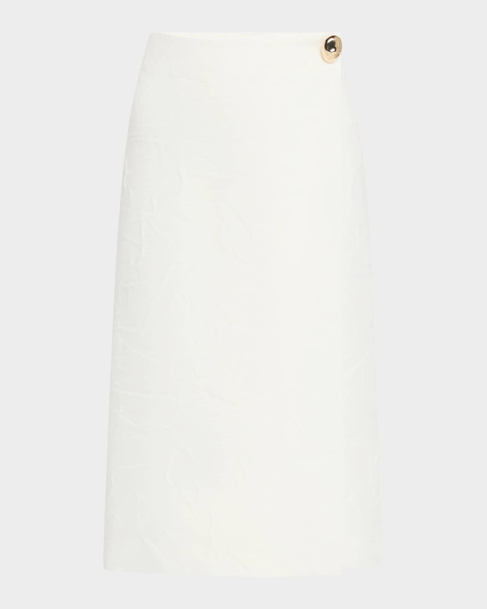 Crinkled Wool Jacquard Midi Skirt 0