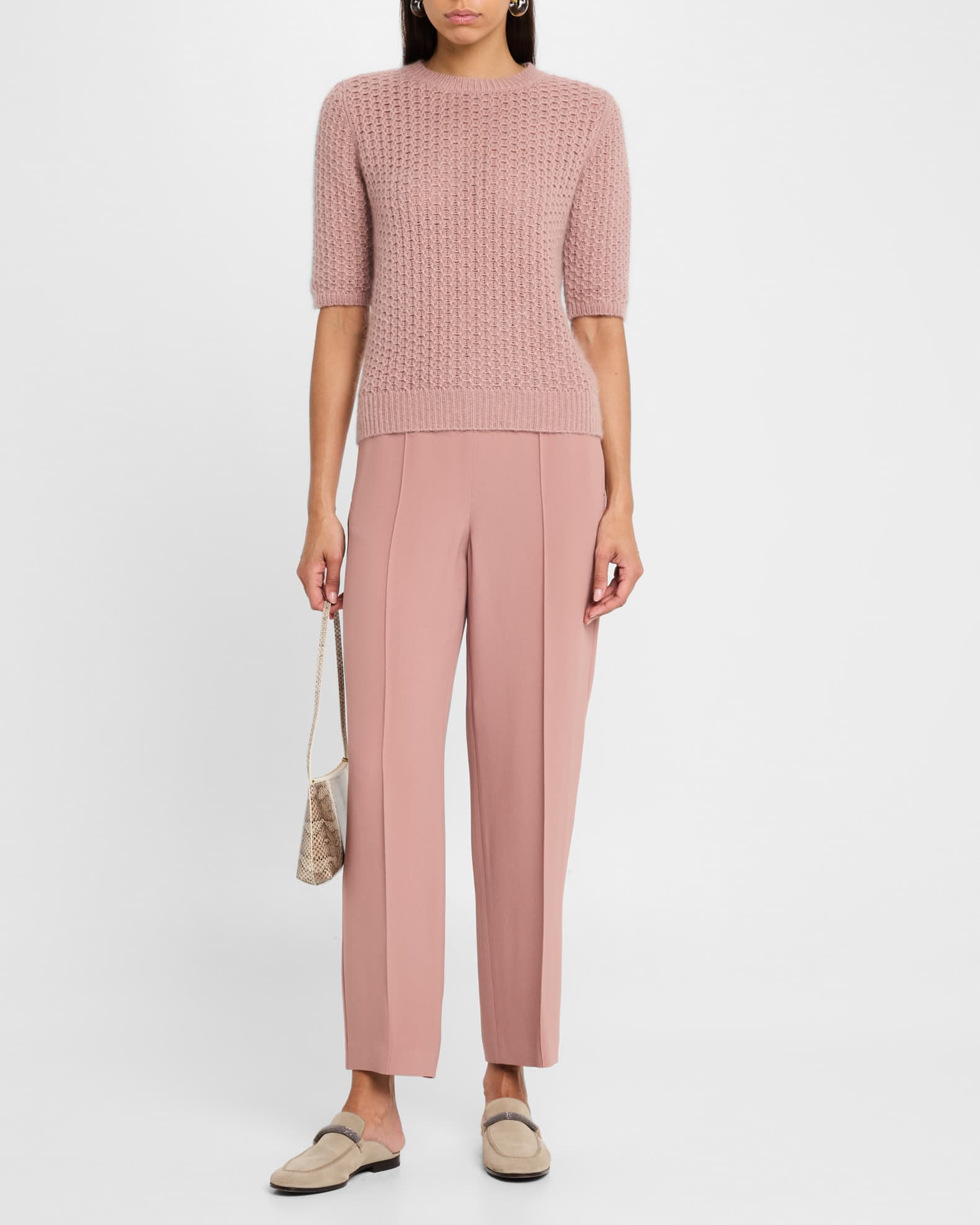 Crewneck Wool-Mohair Knit Sweater 1