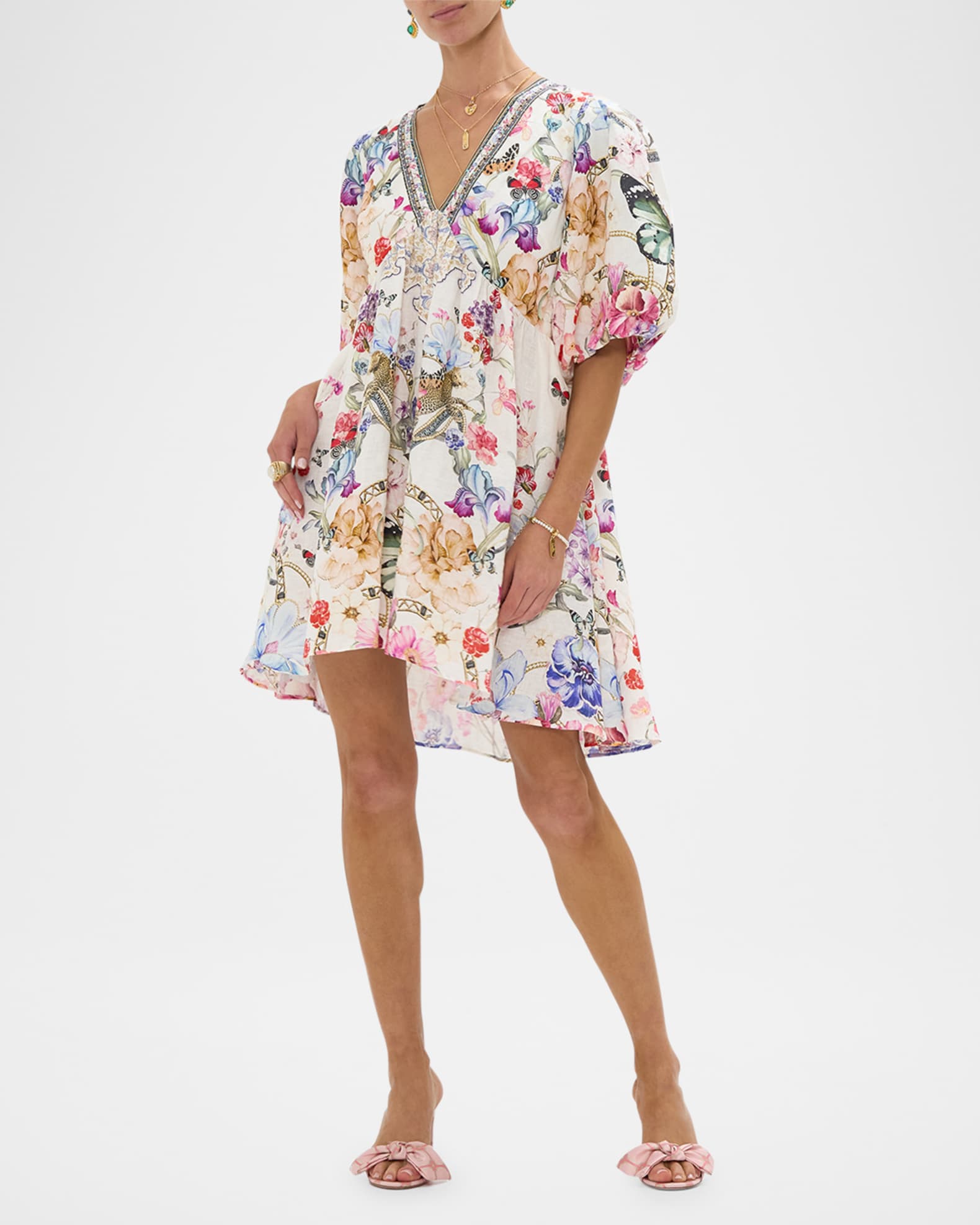 Monserrate Magic V-Neck Puff-Sleeve Mini Dress 1