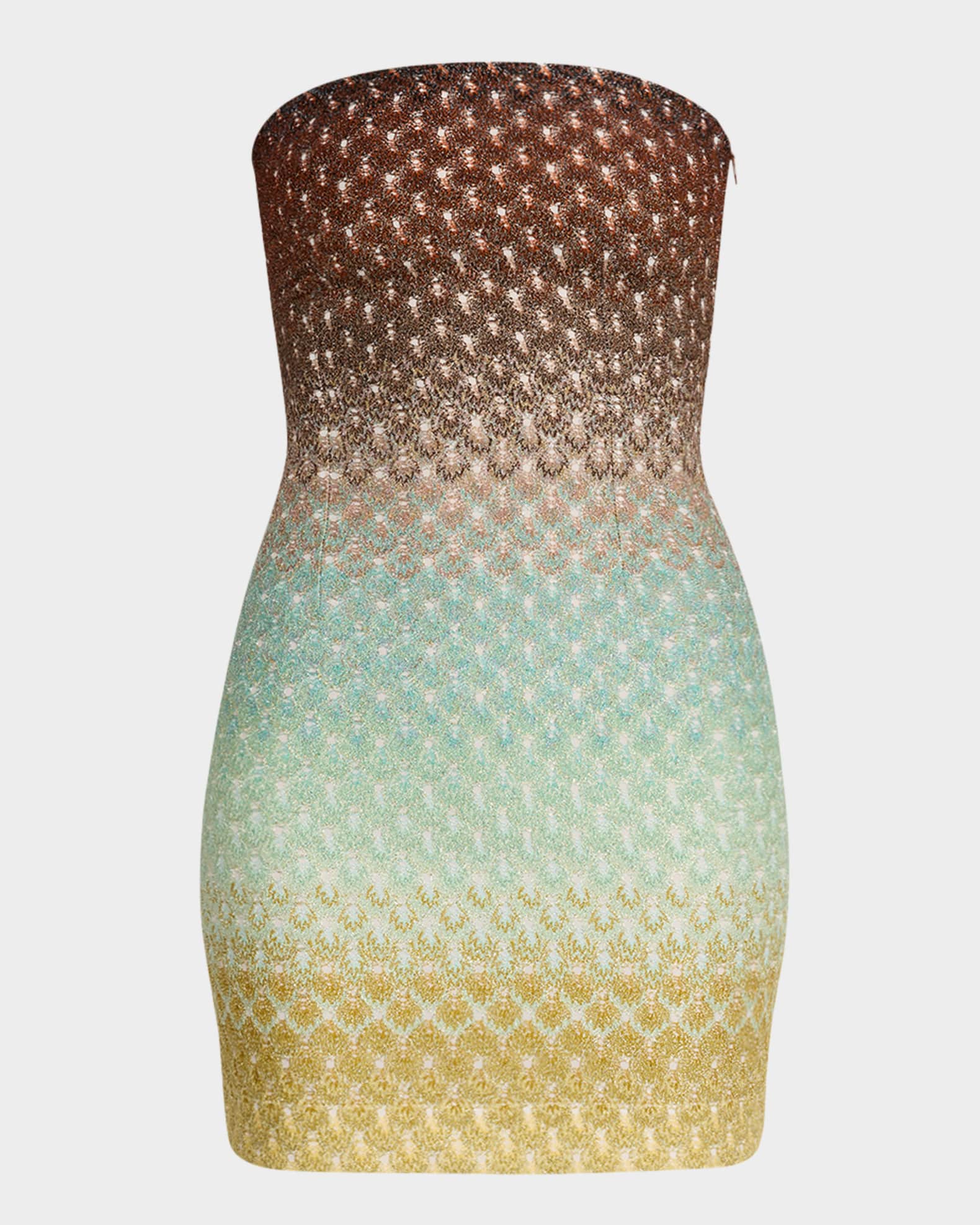 Strapless Metallic Ombre Crochet Mini Dress 0