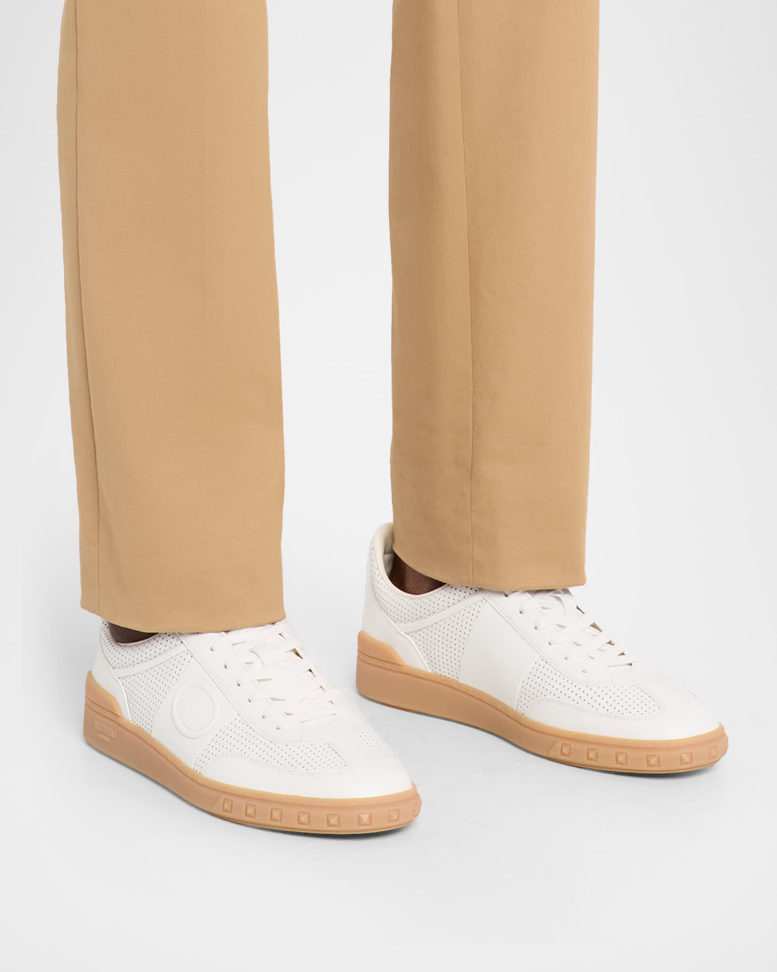 Men's Upvillage Perforated Napa Leather Low-Top Sneakers 1