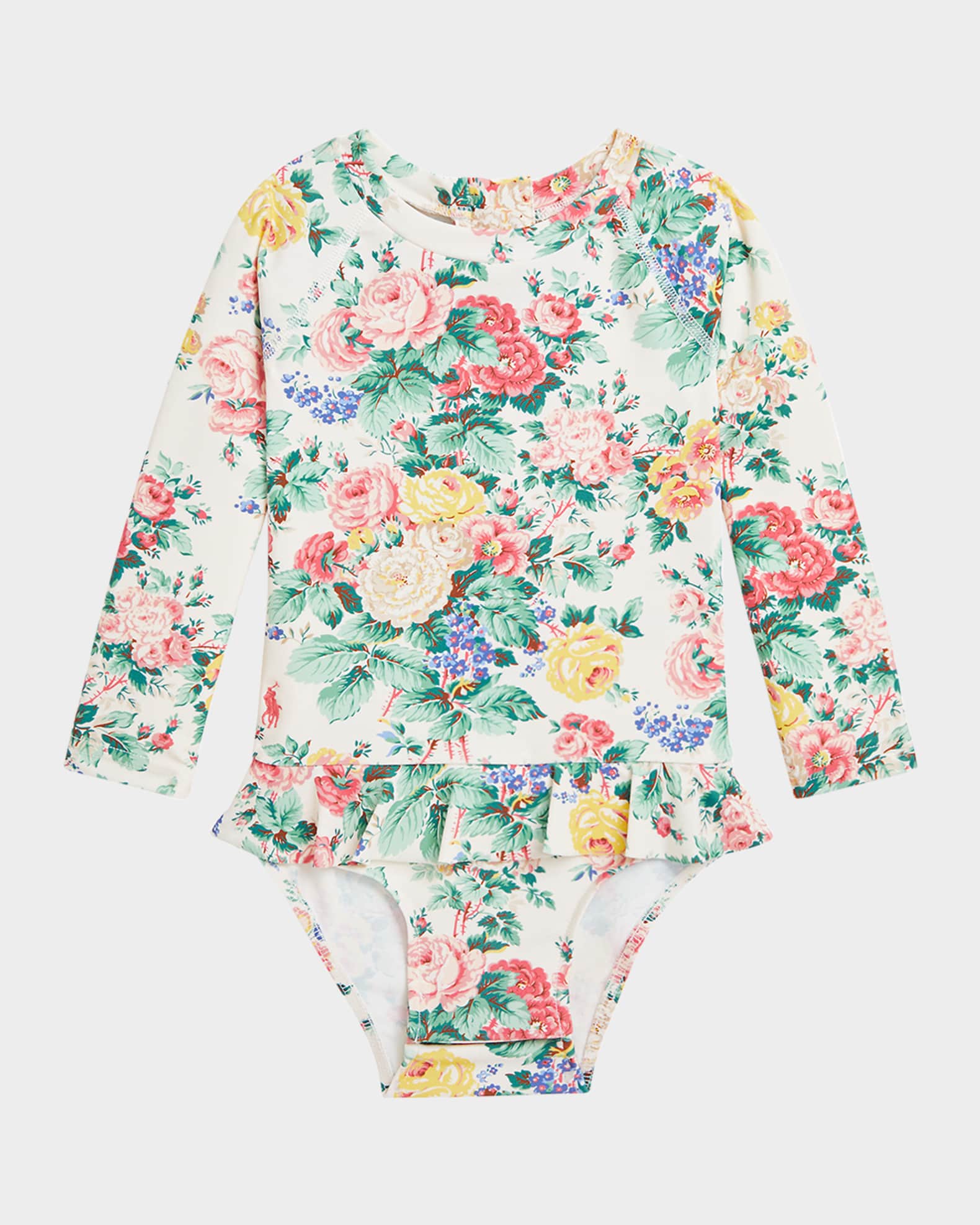 Girl's Floral-Print Ruffle Rashguard, Size 3M-24M 0