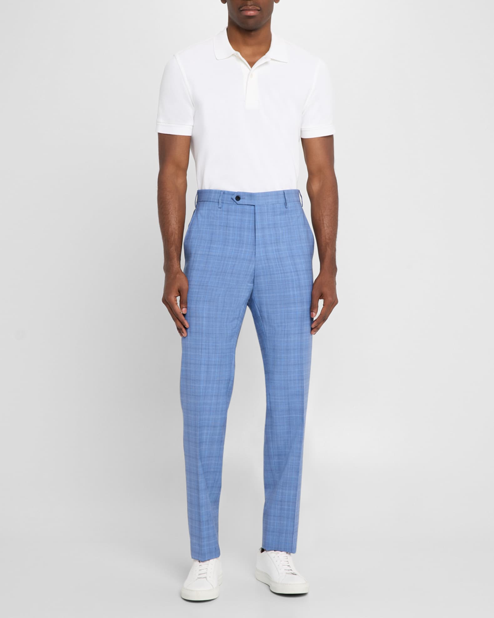 Men's Parker Wool Plaid Flat-Front Pants 1