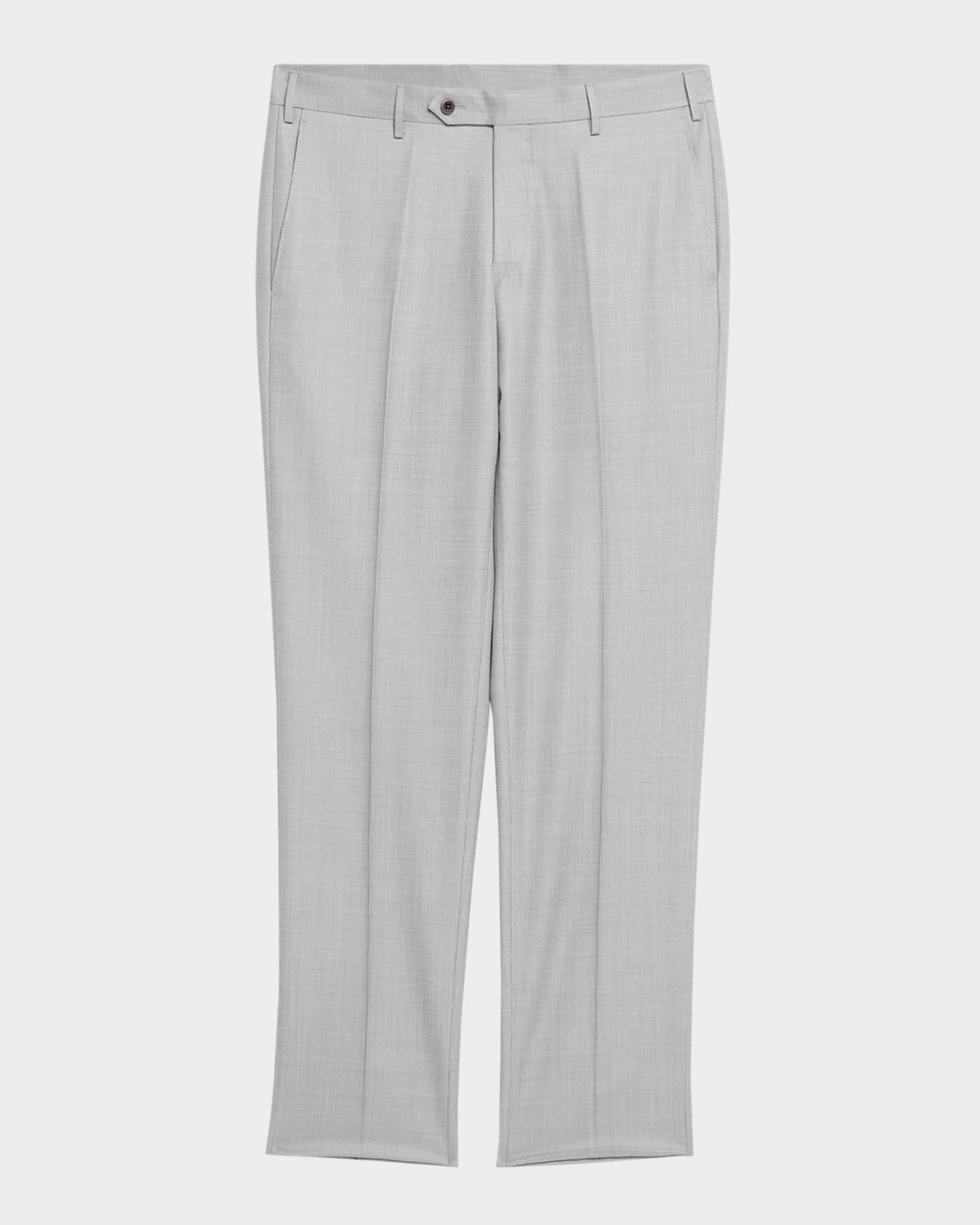 Men's Parker Wool Pindot Flat-Front Pants 0
