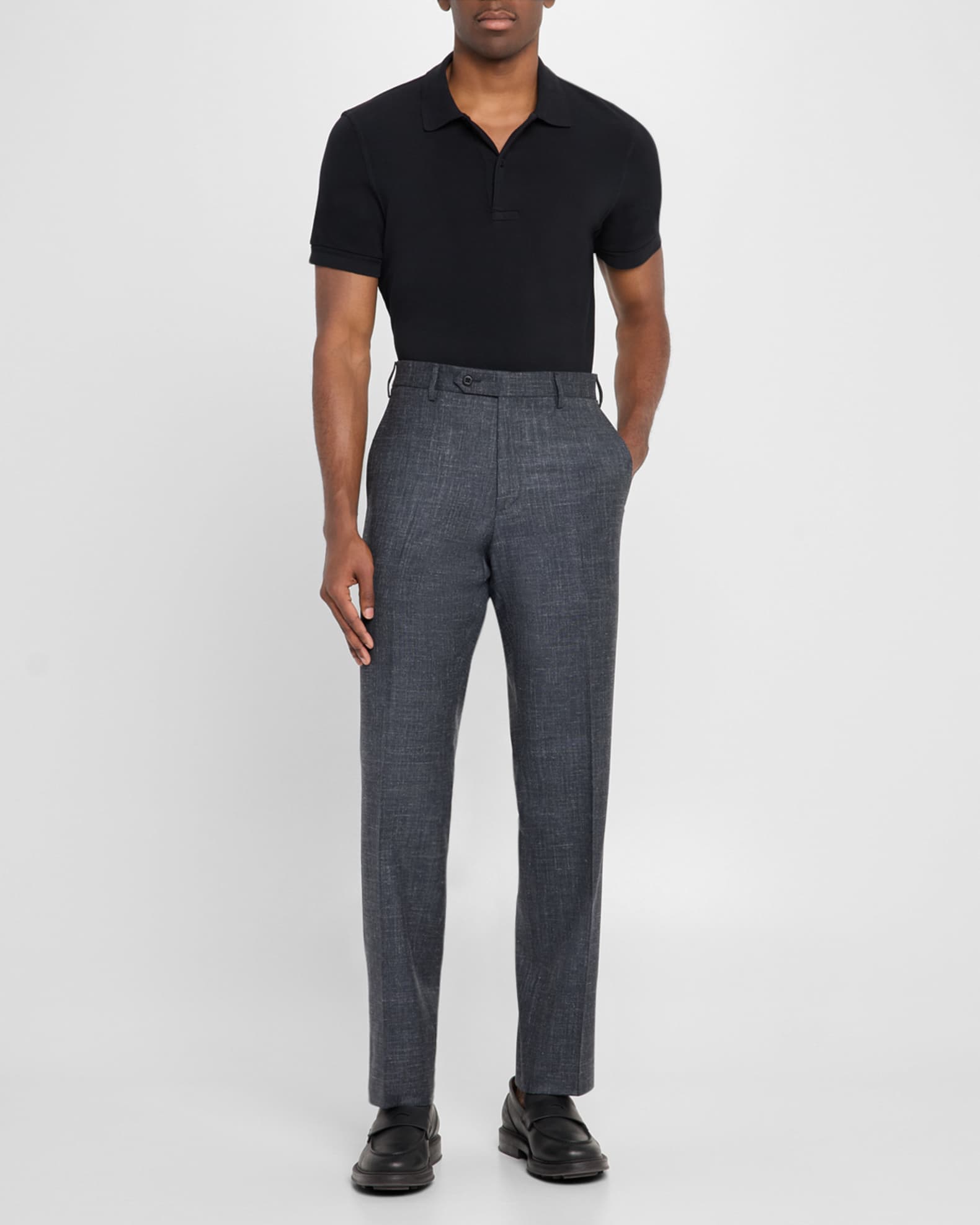 Men's Devon Wool and Silk Flat-Front Pants 1