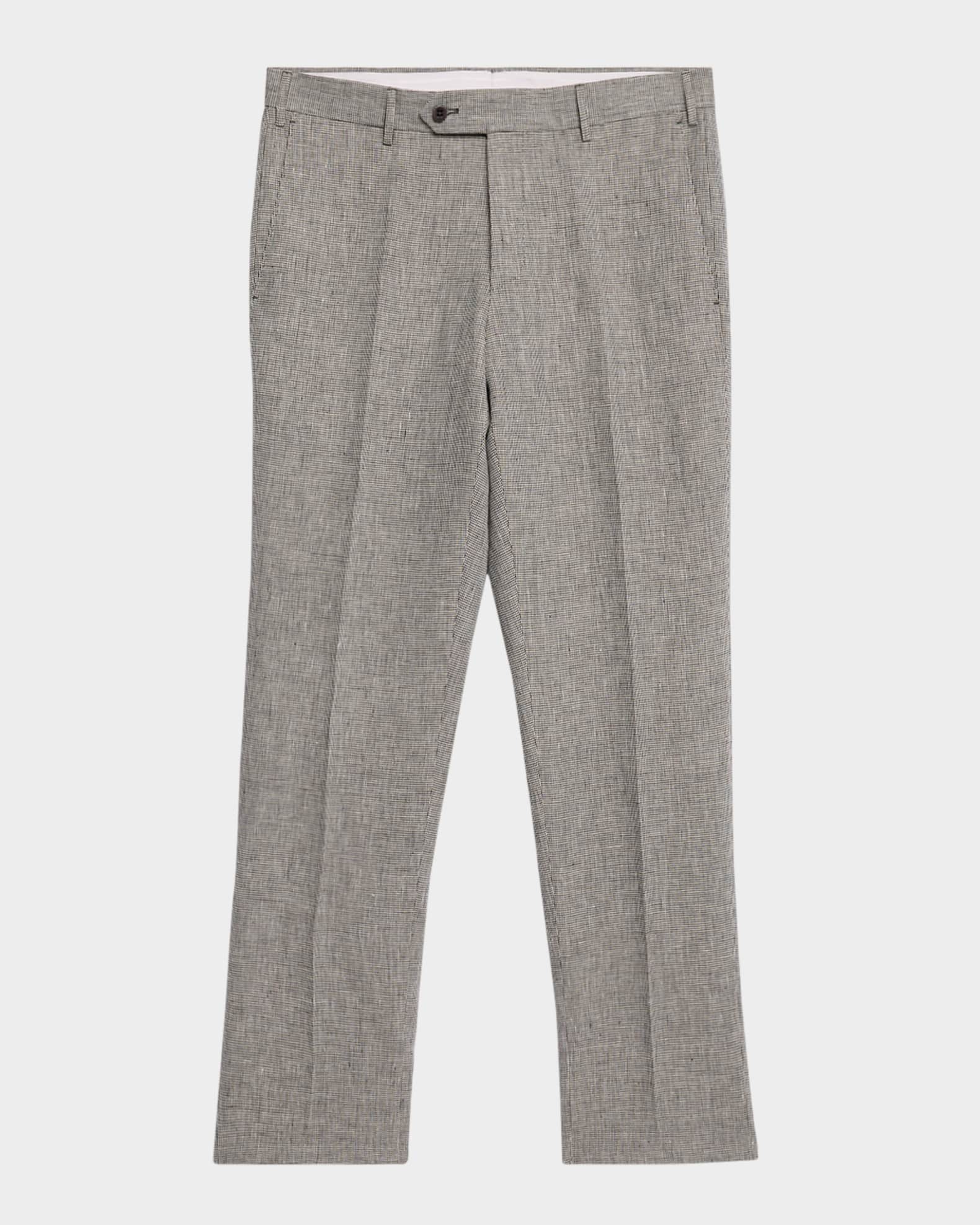 Men's Parker Linen Check Flat-Front Pants 0