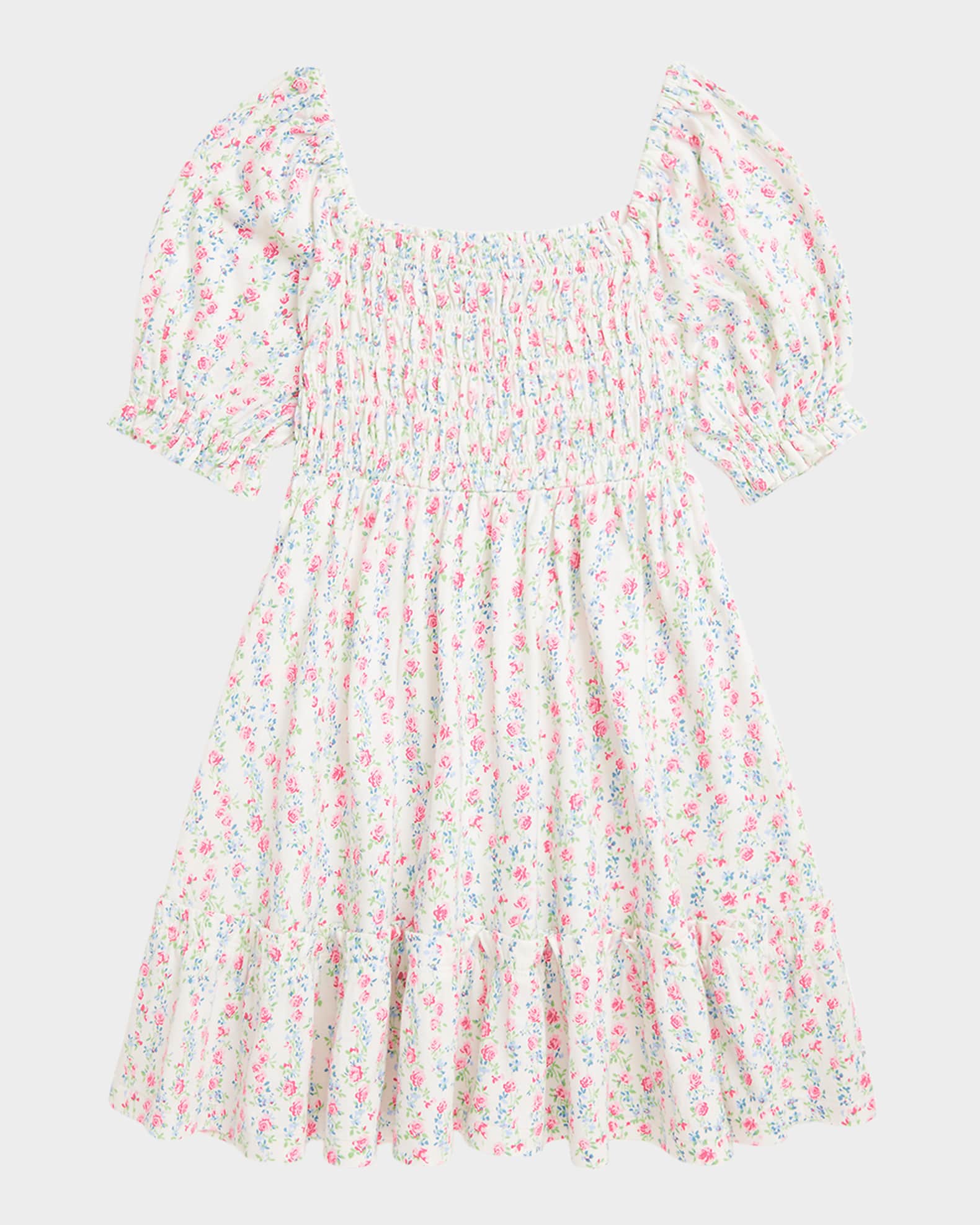 Girl's Floral-Print Smocked Day Dress 1