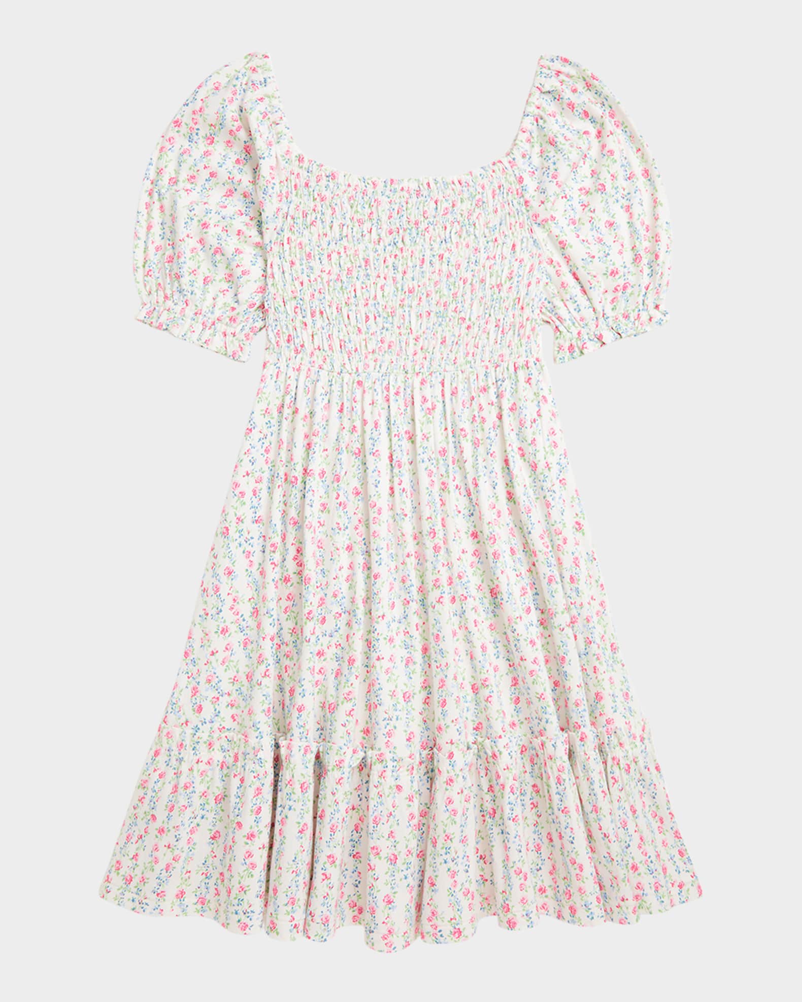 Girl's Floral-Print Smocked Day Dress 1