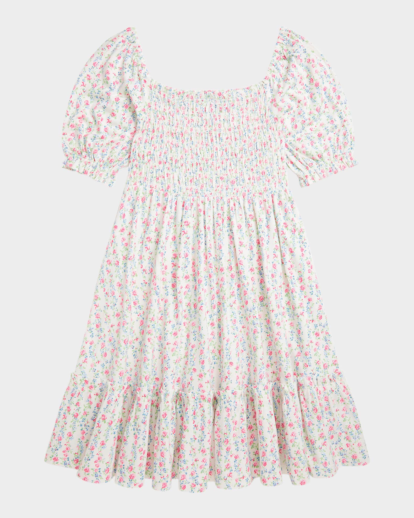 Girl's Floral-Print Smocked Day Dress 0