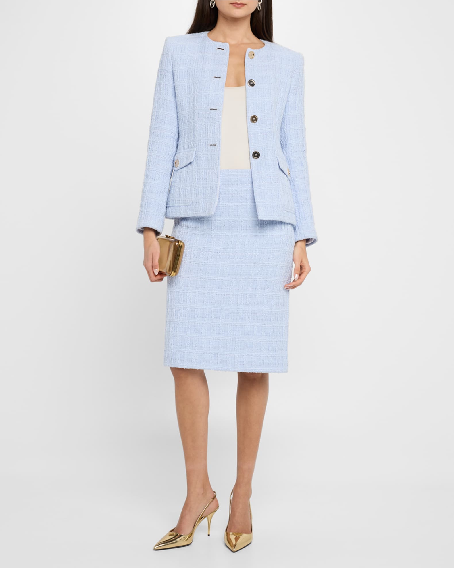Textured Plaid Cotton Skirt 1