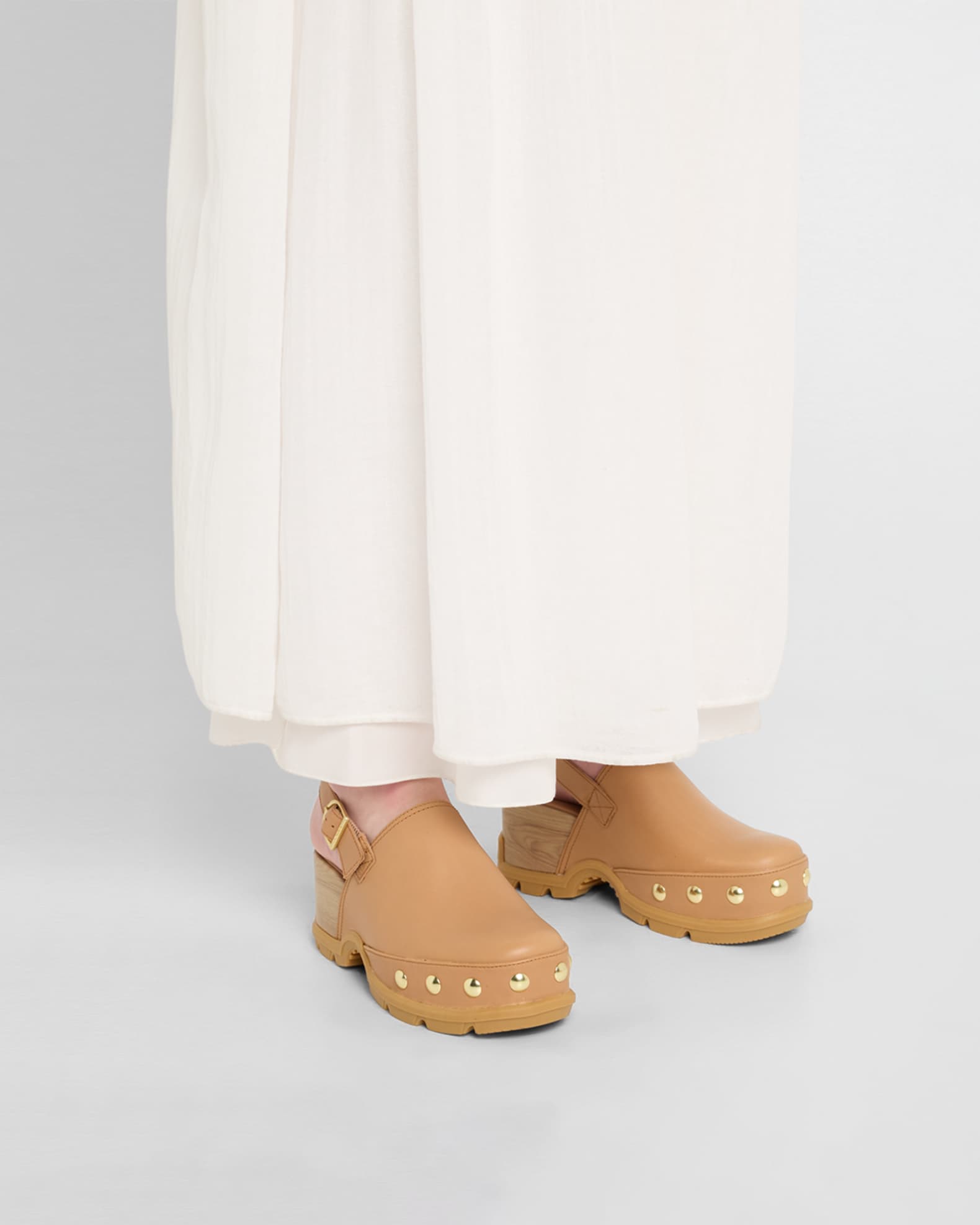 Roman Leather Slingback Platform Clogs 1