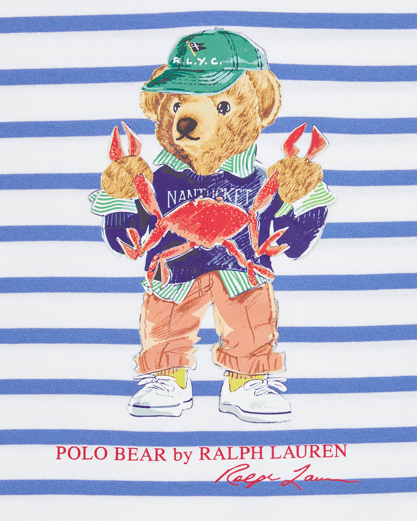 Ralph Lauren Baby Boys Polo Bear Graphic Print T-Shirt in Blue main image 1