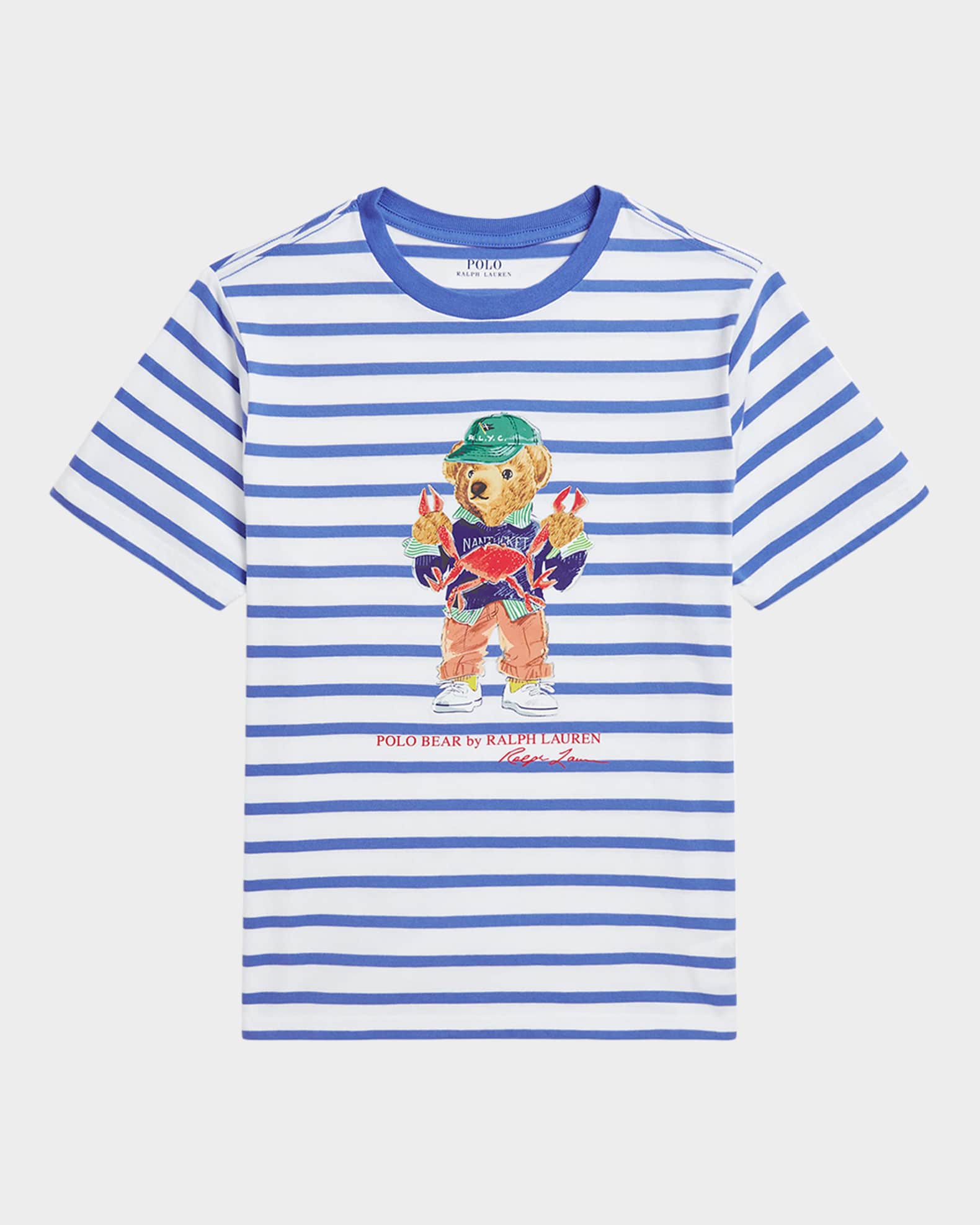 Boy's Striped Polo Bear Graphic T-Shirt 0