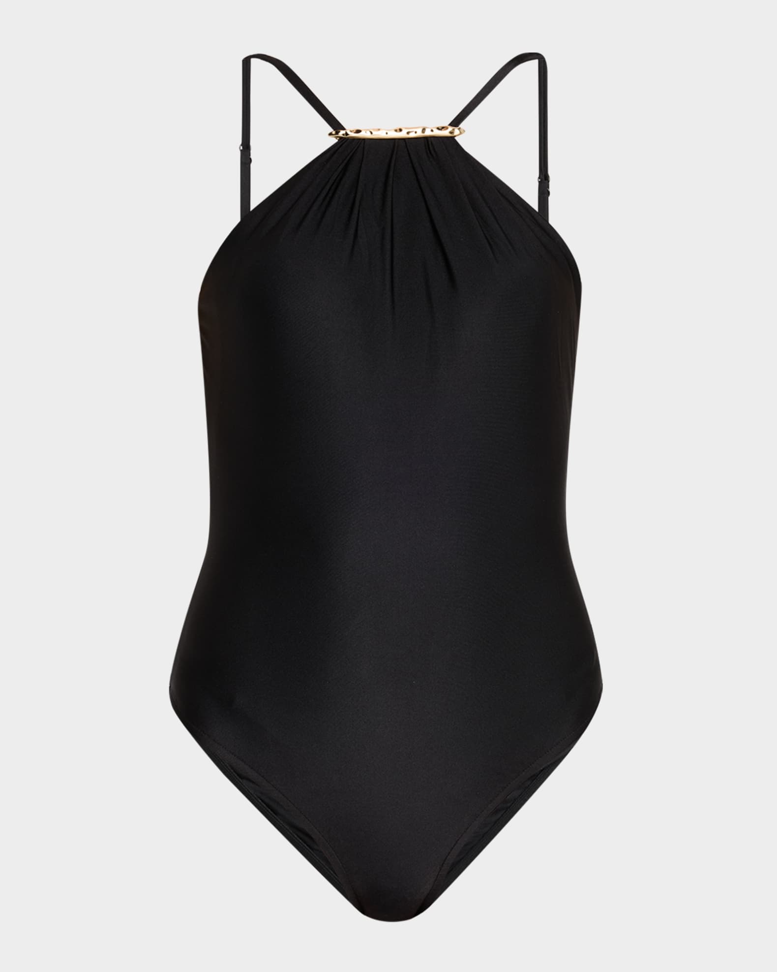Ruched Halter One-Piece Swimsuit 0