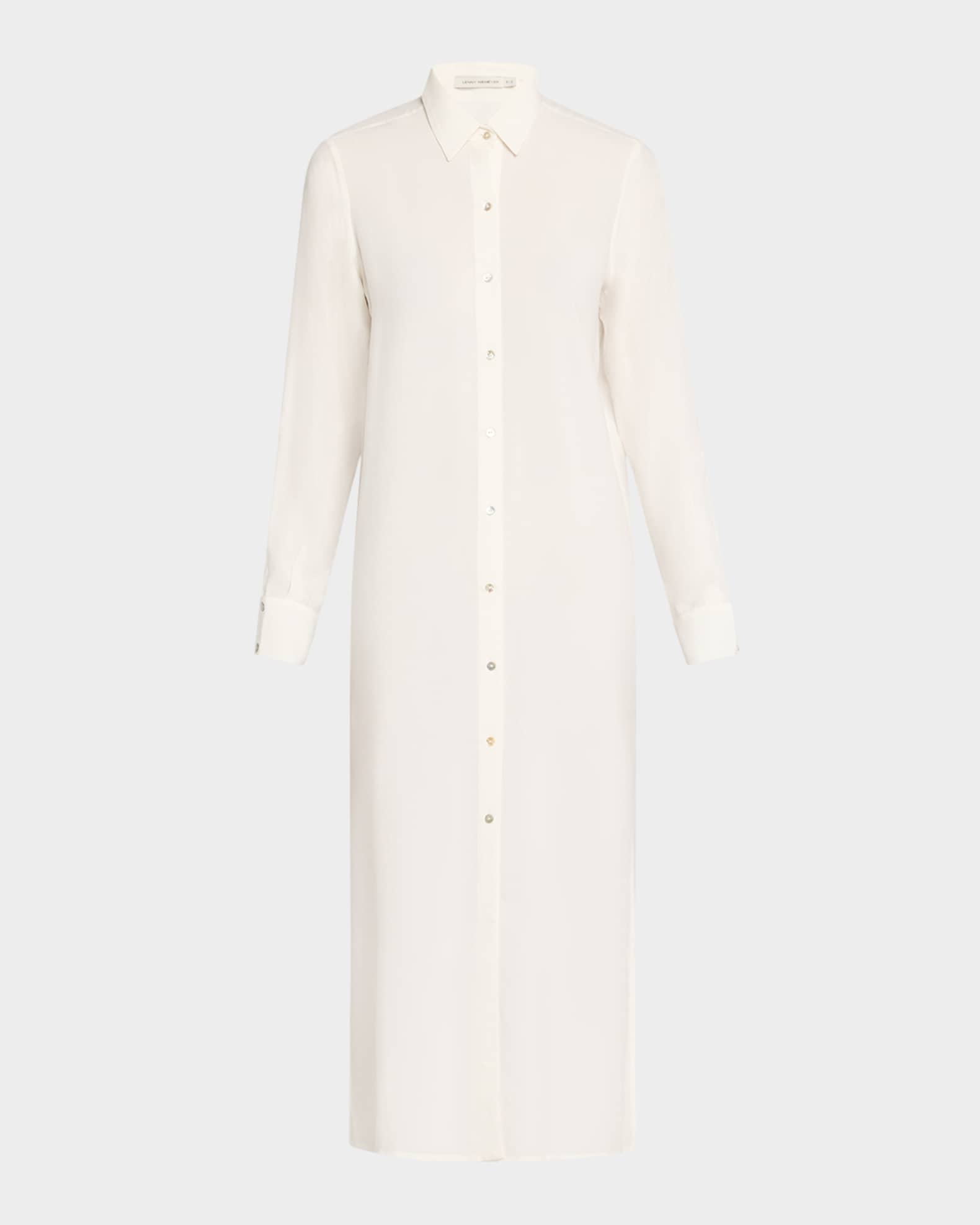 Side-Slit Midi Shirtdress 0