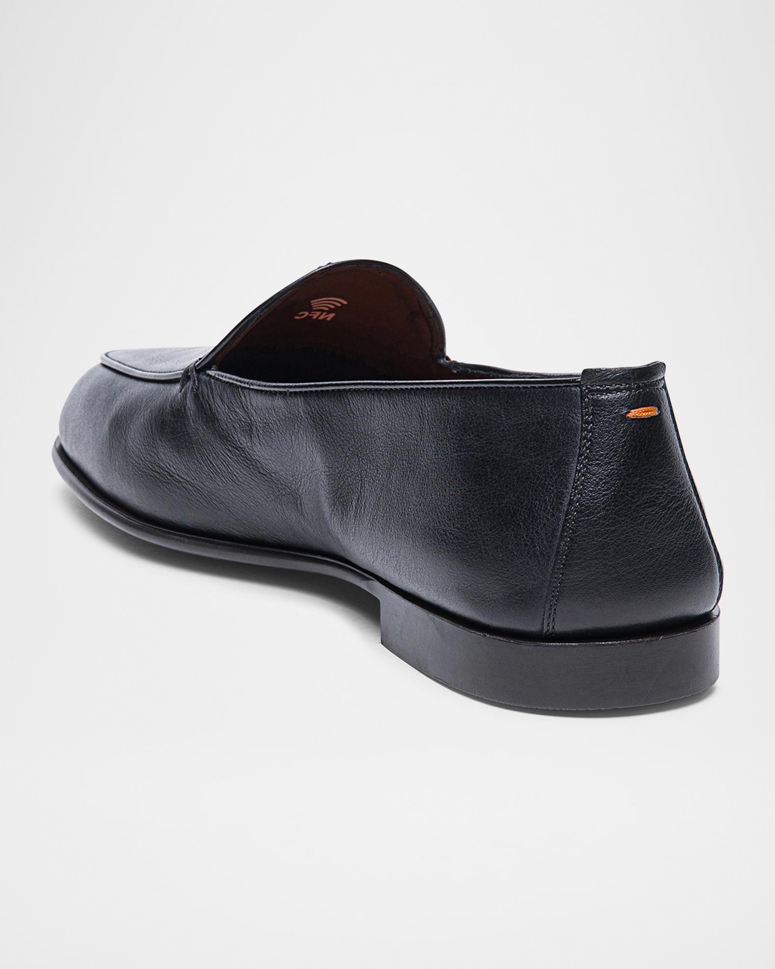 Santoni Black Calf Leather Bos Taurus Slip-On Men\'s Loafers Santoni Men main image 2