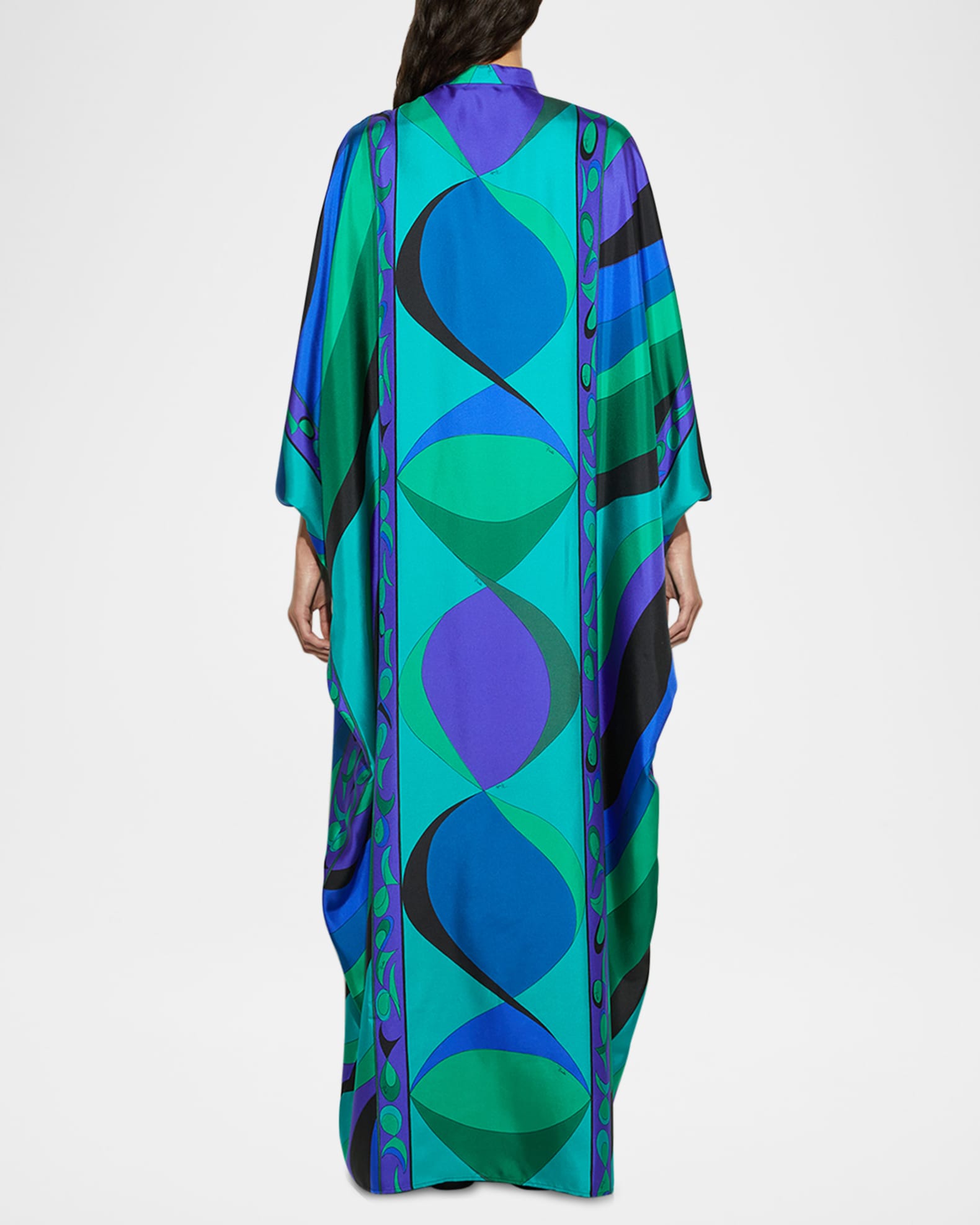 ワンピース Fendi Abito A Tunica In Popeline Con Ricamo Pucci Pesci-Print Silk Twill Maxi Kaftan Dress | Neiman Marcus