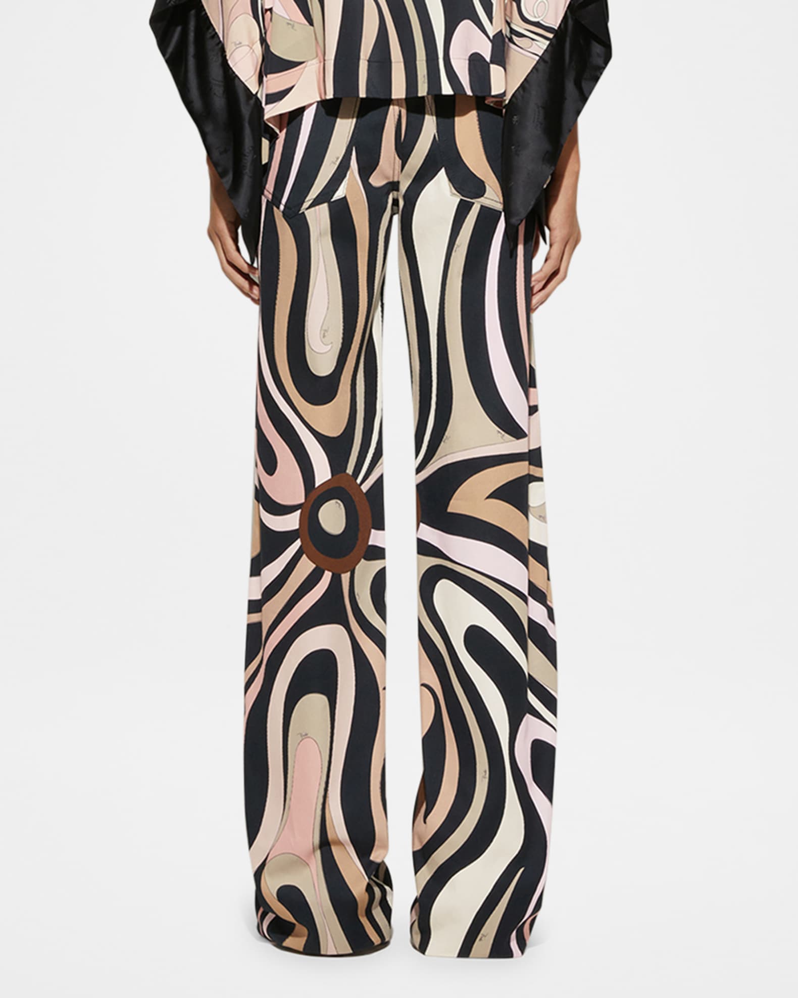 Pucci Marmo-Print Gabardine Stretch Wide-Leg Pants | Neiman Marcus