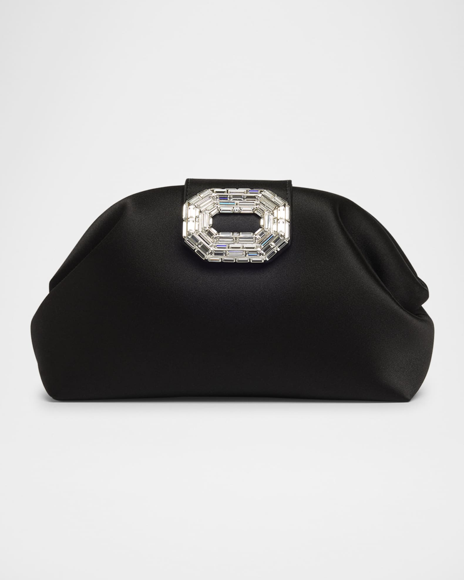 Camelia Buckle Satin Clutch Bag 0