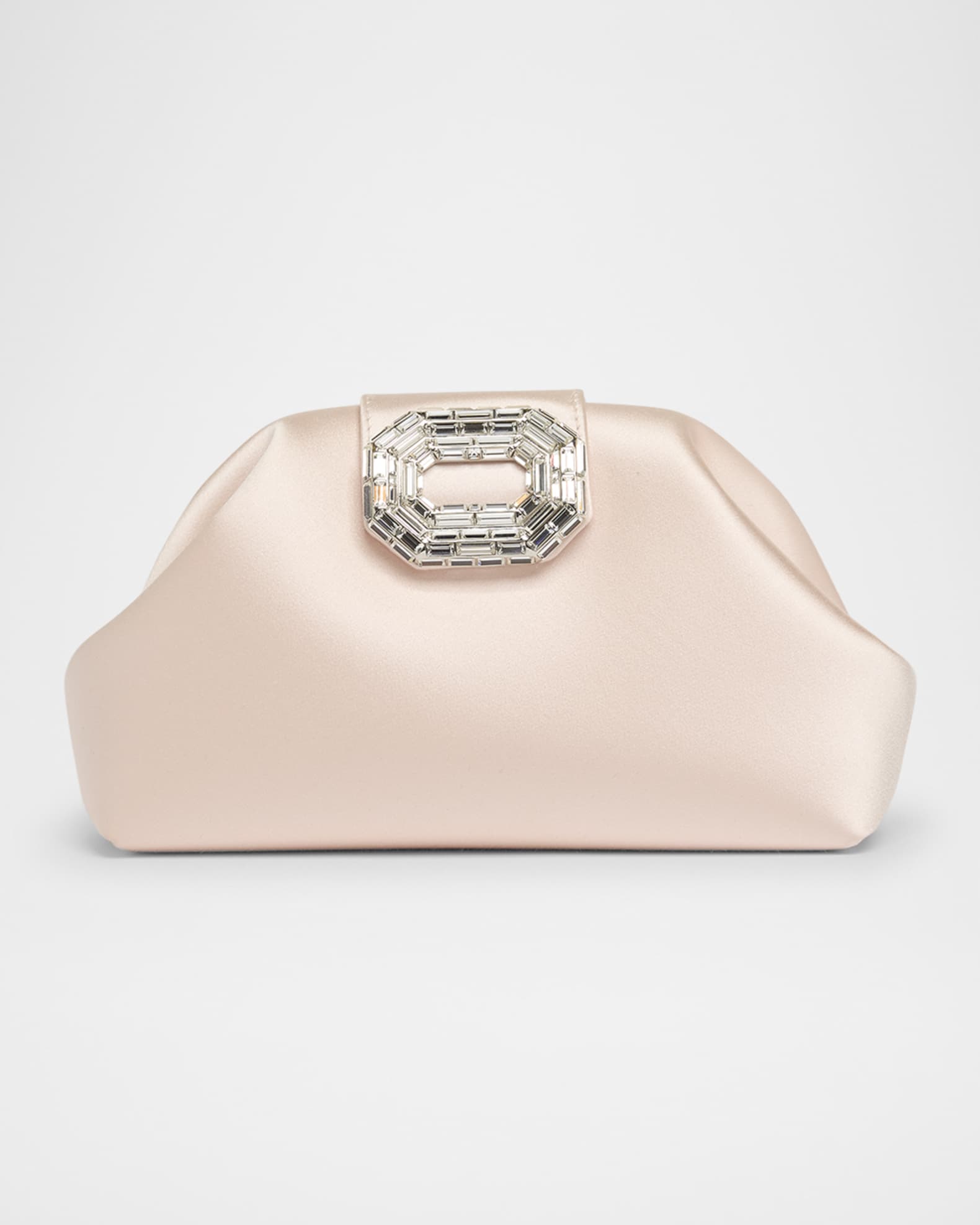 Camelia Buckle Satin Clutch Bag 0