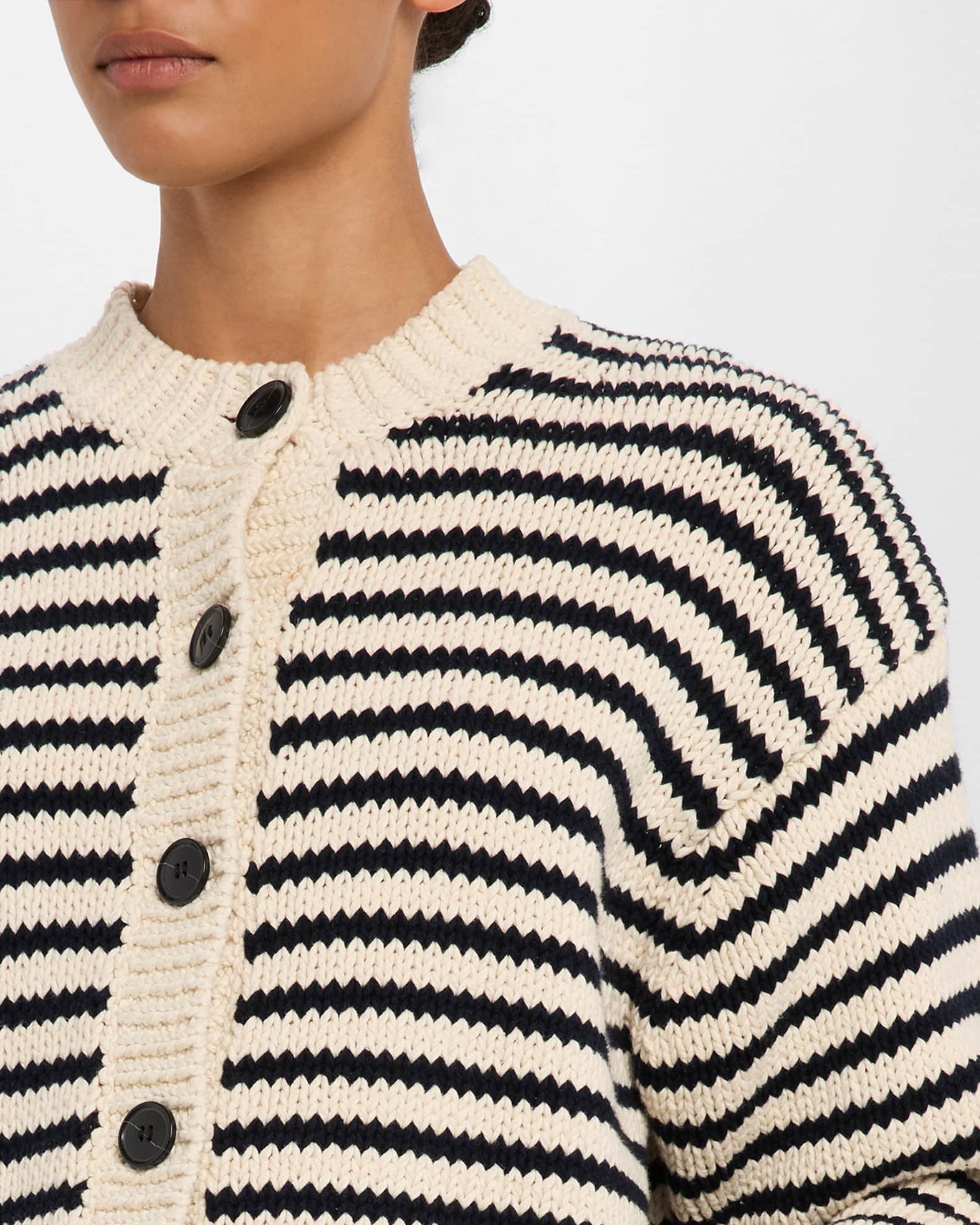FRAME The Stripe Chunky Femme Cardigan | Neiman Marcus