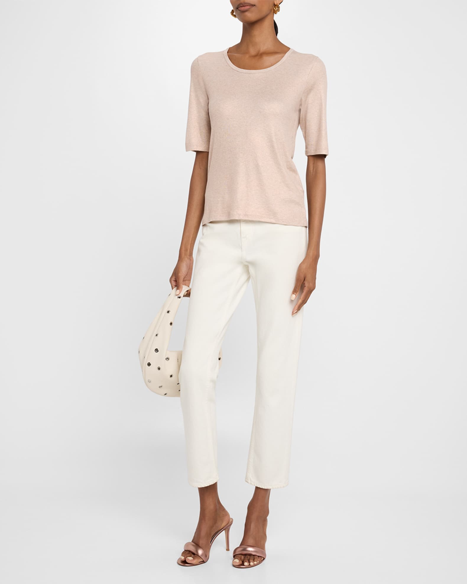 Soft Touch Metallic Ribbed Top 1