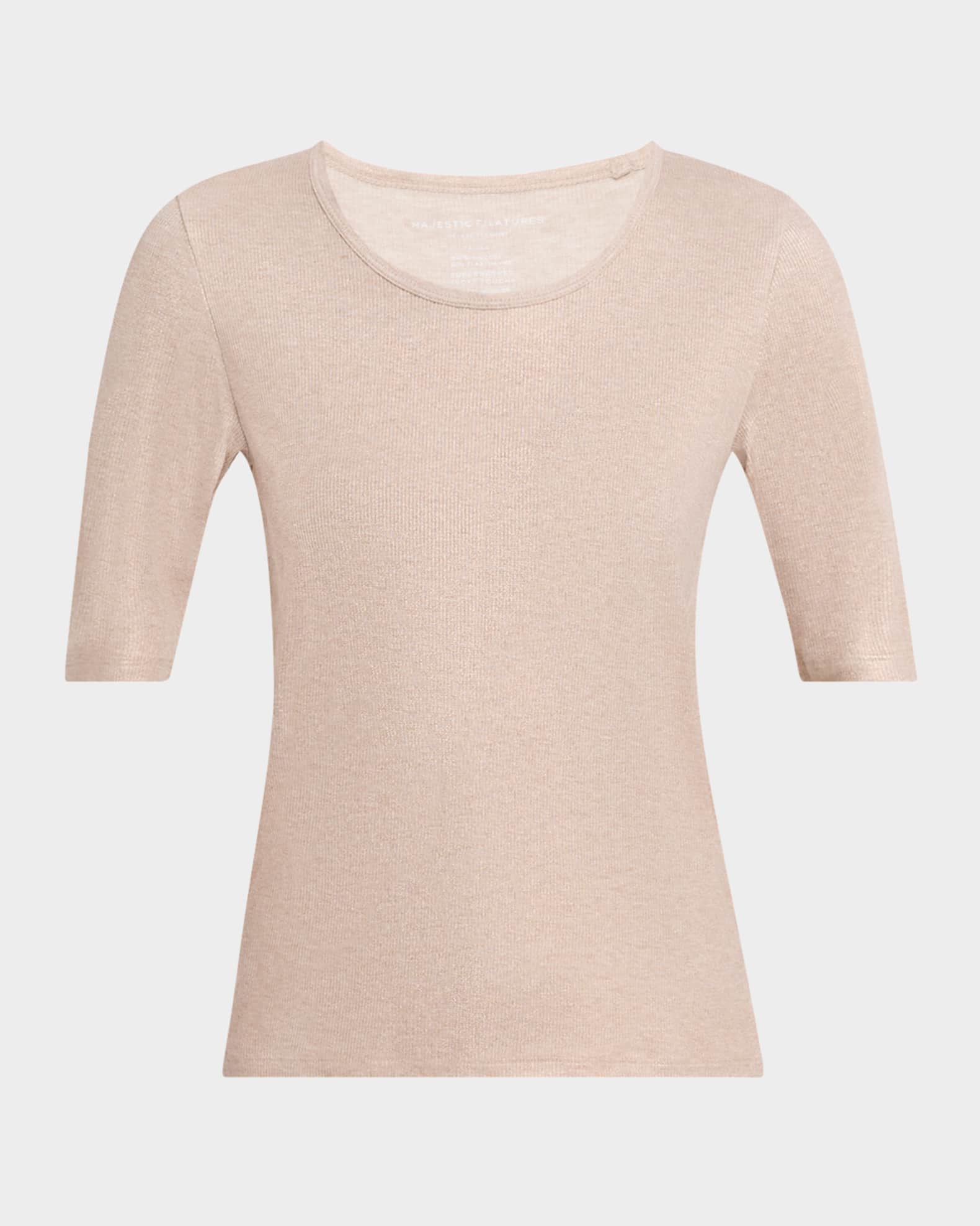 Soft Touch Metallic Ribbed Top 0