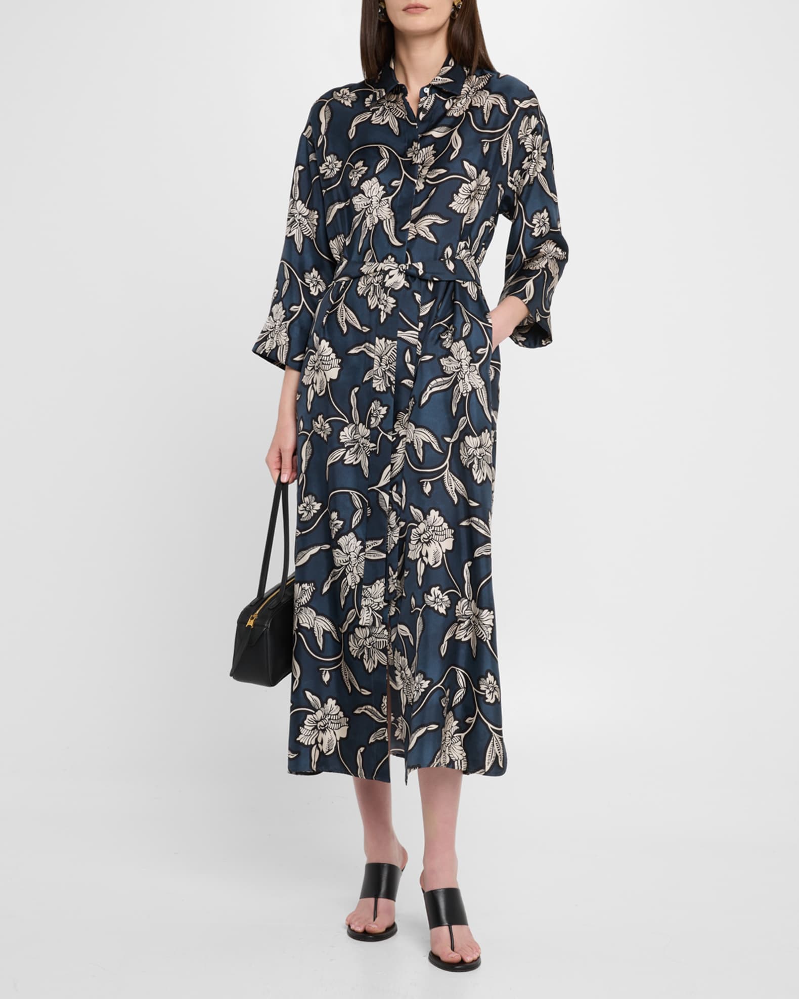S Max Mara★素敵！Blue Floral Print Belted Maxi Dress NWT 'S Max Mara Blue Floral Print Belted Maxi Dress Size US