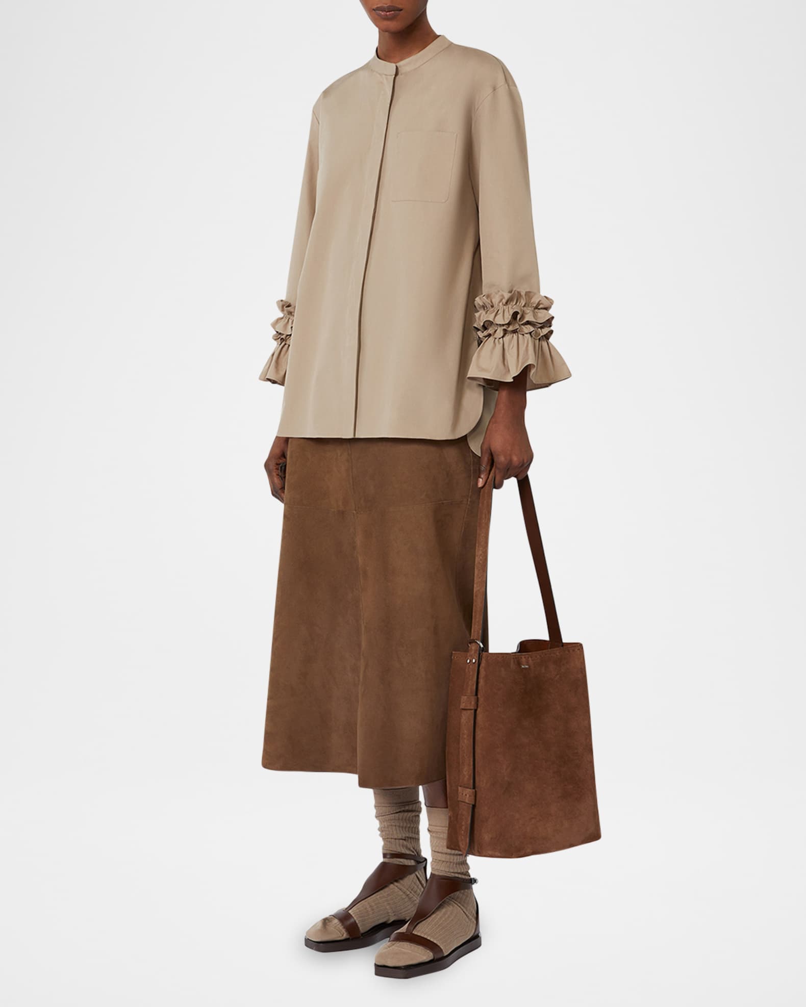 ☆'S Max Mara☆直営店買付☆エレガントSuede Skirt/CIPRIA Max Mara Cipria Suede Midi Skirt | Neiman Marcus