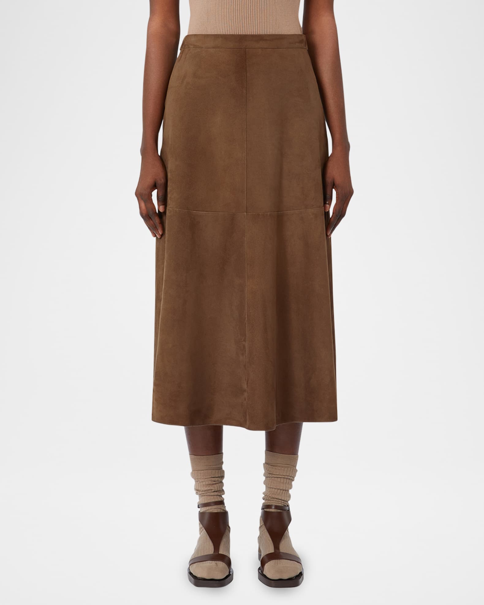 ☆'S Max Mara☆直営店買付☆エレガントSuede Skirt/CIPRIA Max Mara Cipria Suede Midi Skirt | Neiman Marcus