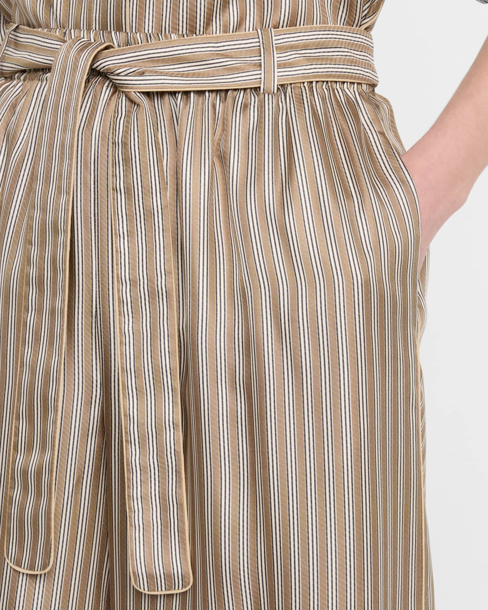 パンツ MAX MARA Ladino striped silk trousers Max Mara Ladino Striped Silk Wide-Leg Belted Pants | Neiman