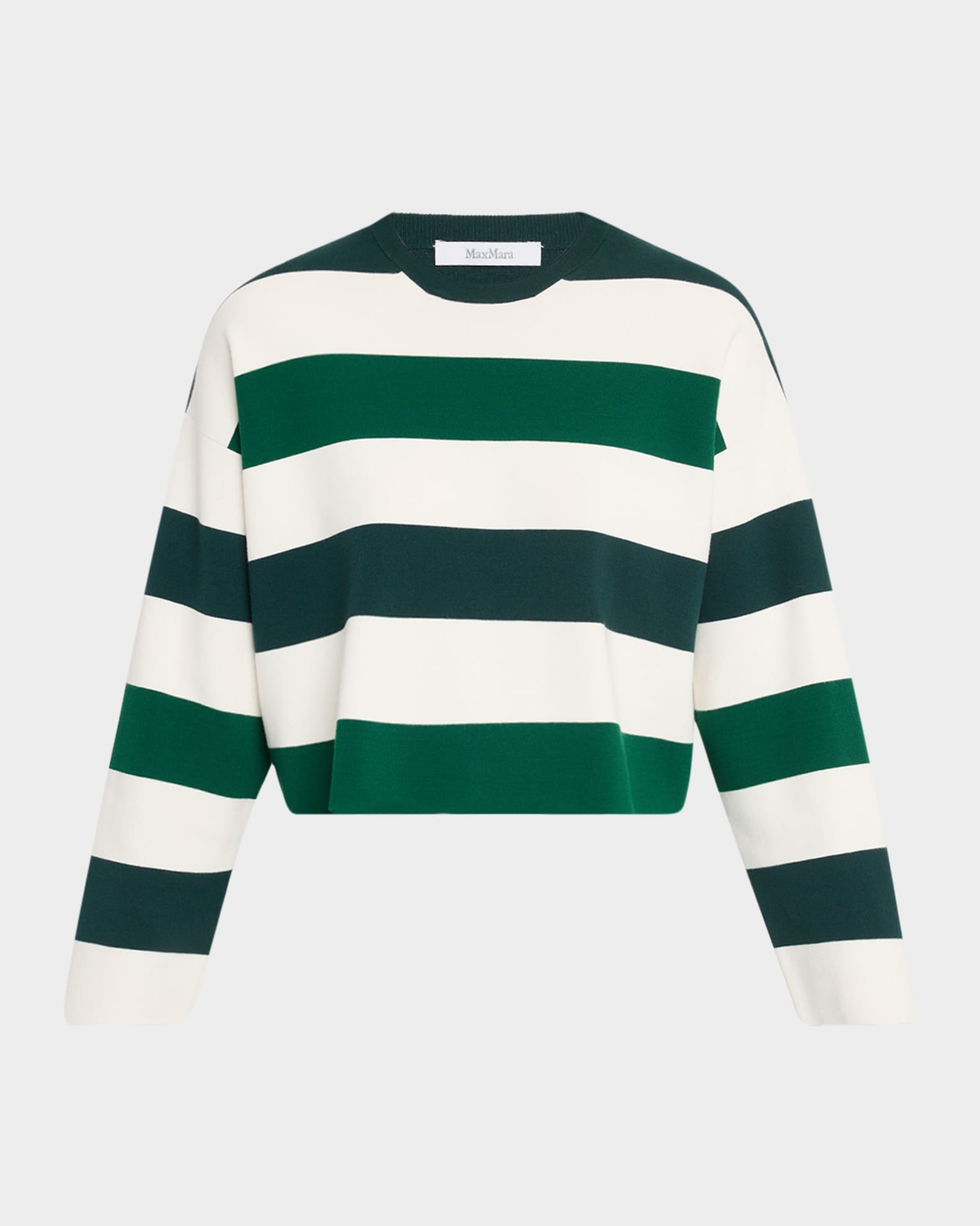 Max Mara Jesone Striped Crewneck Crop Sweater | Neiman Marcus