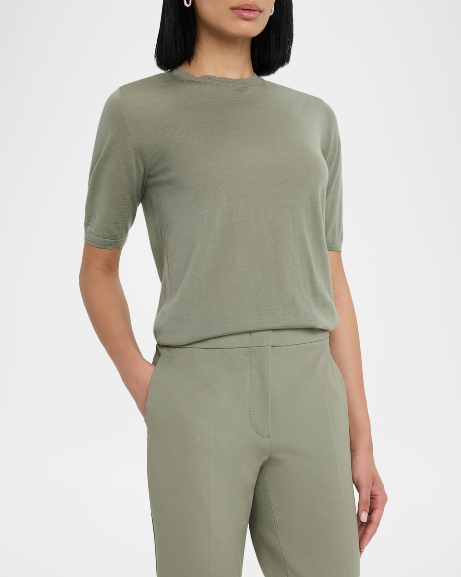 MAX MARA GERICO SS KNIT T-SHIRT マックスマーラ ジェリコ Max Mara Gerico Short-Sleeve Fine-Knit Sweater | Neiman Marcus