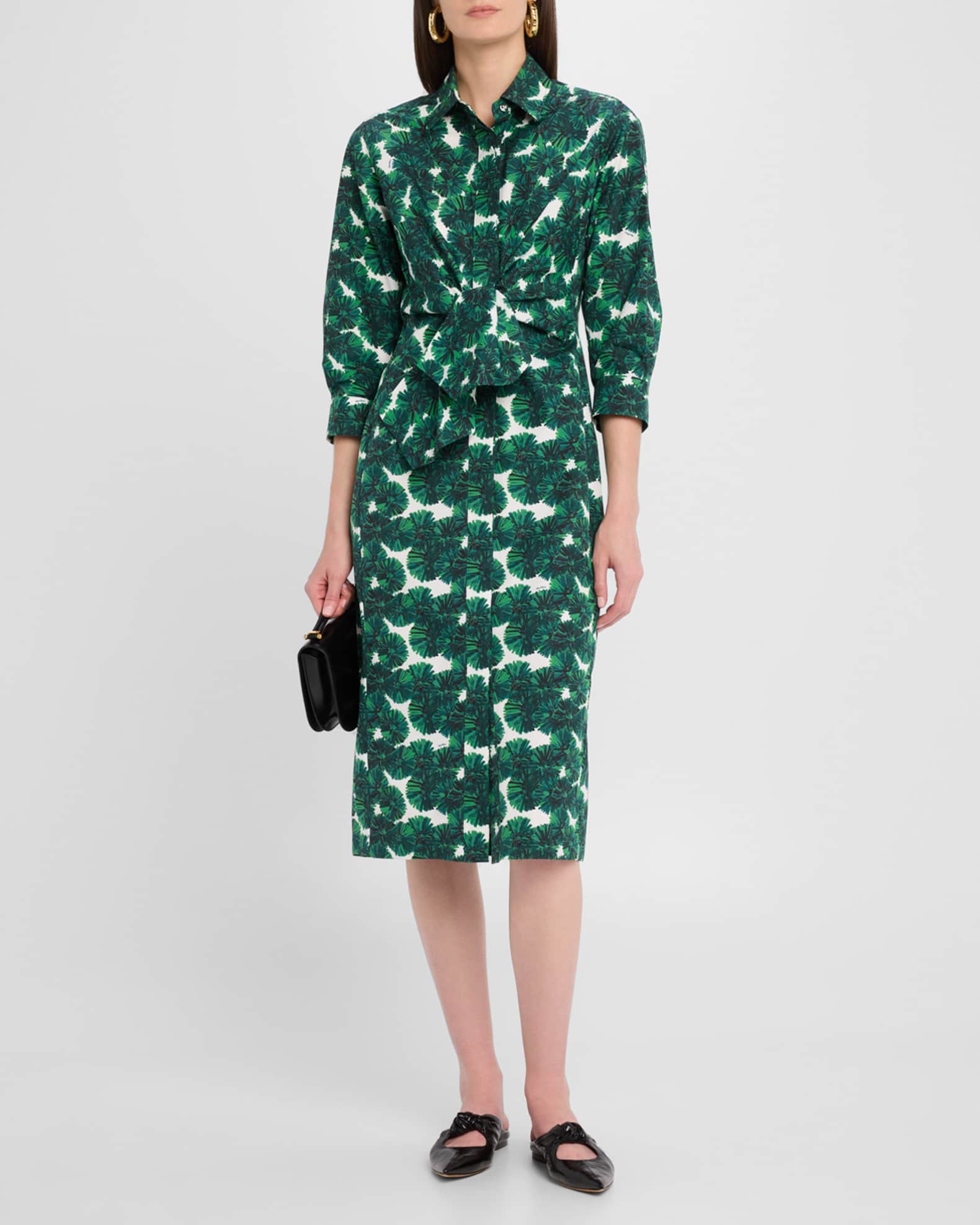 Maremma Floral Waist-Tie Midi Shirtdress 1