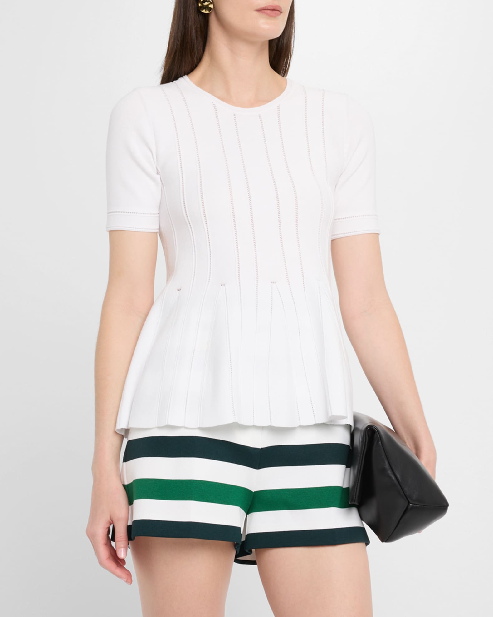 Max Mara Epoche Pointelle Knit Peplum Top | Neiman Marcus