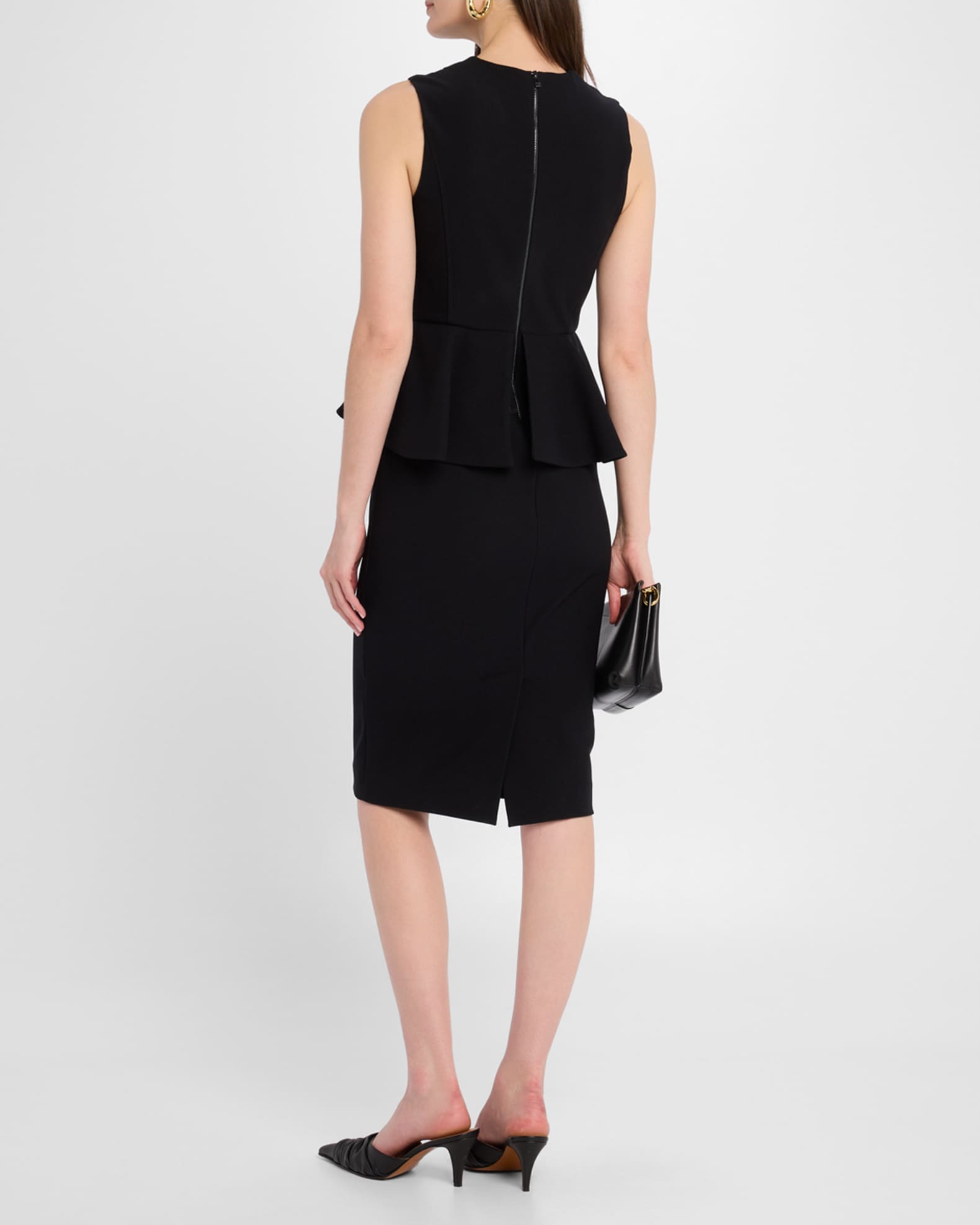 black bodycon peplum dress Half Neck Sleeveless Peplum Bodycon Dress – Aisize main image 1